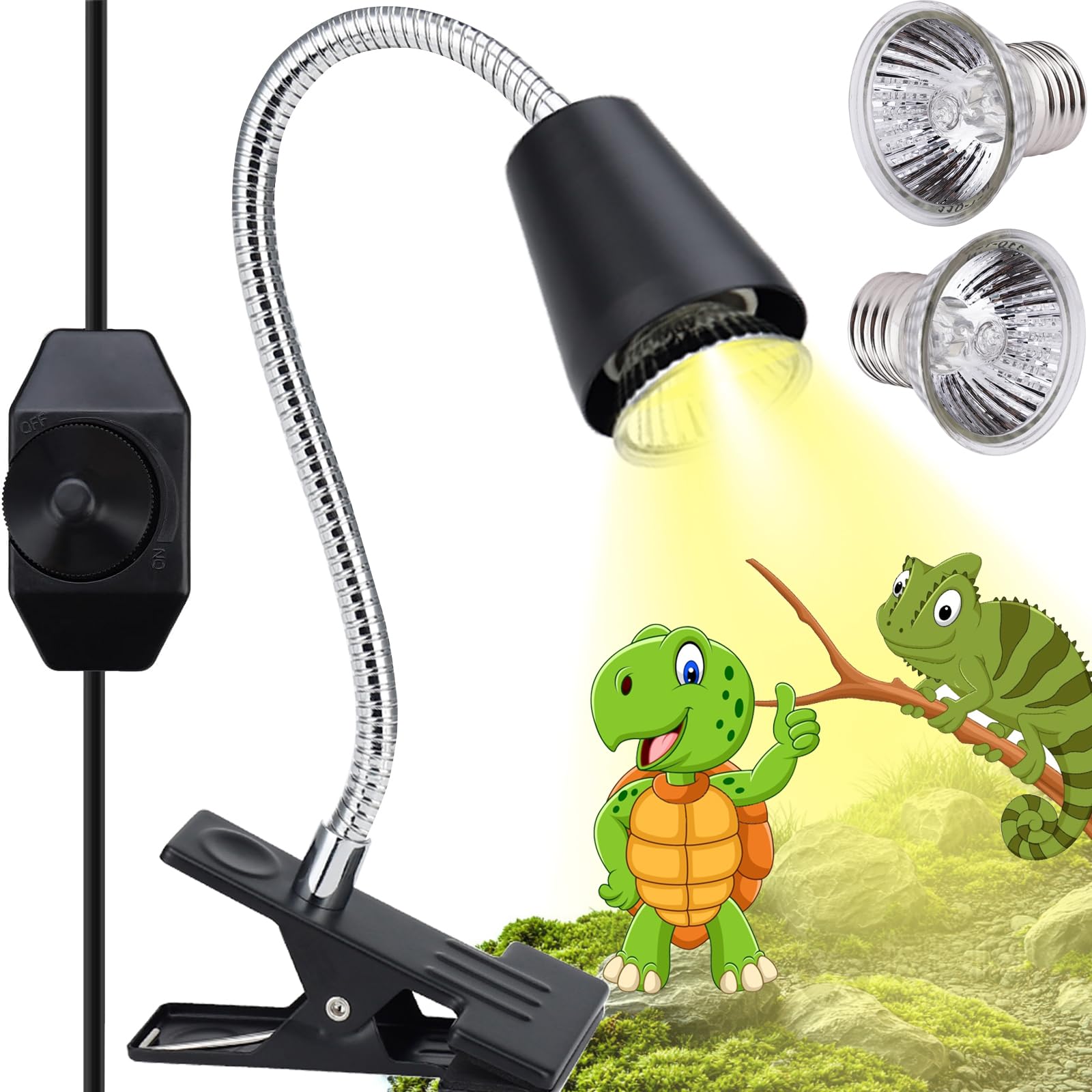 Zjnbmtfy Reptile Heat Lamp,Uva/Uvb Reptile Light,360 Rotatable Clip,Turtle Heating Lamp With Clamp,Reptile Basking Light For Rep