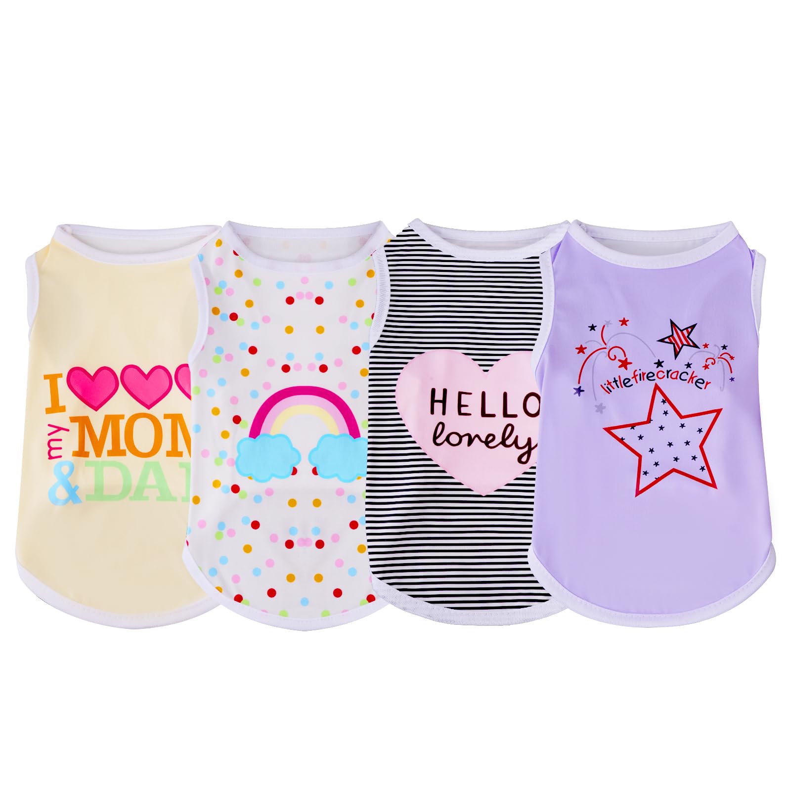 Choyaxo 4Pcs Dog Clothes Pet Printed Vest For Chiuahaha Small Dogs Kitten Spring Summer