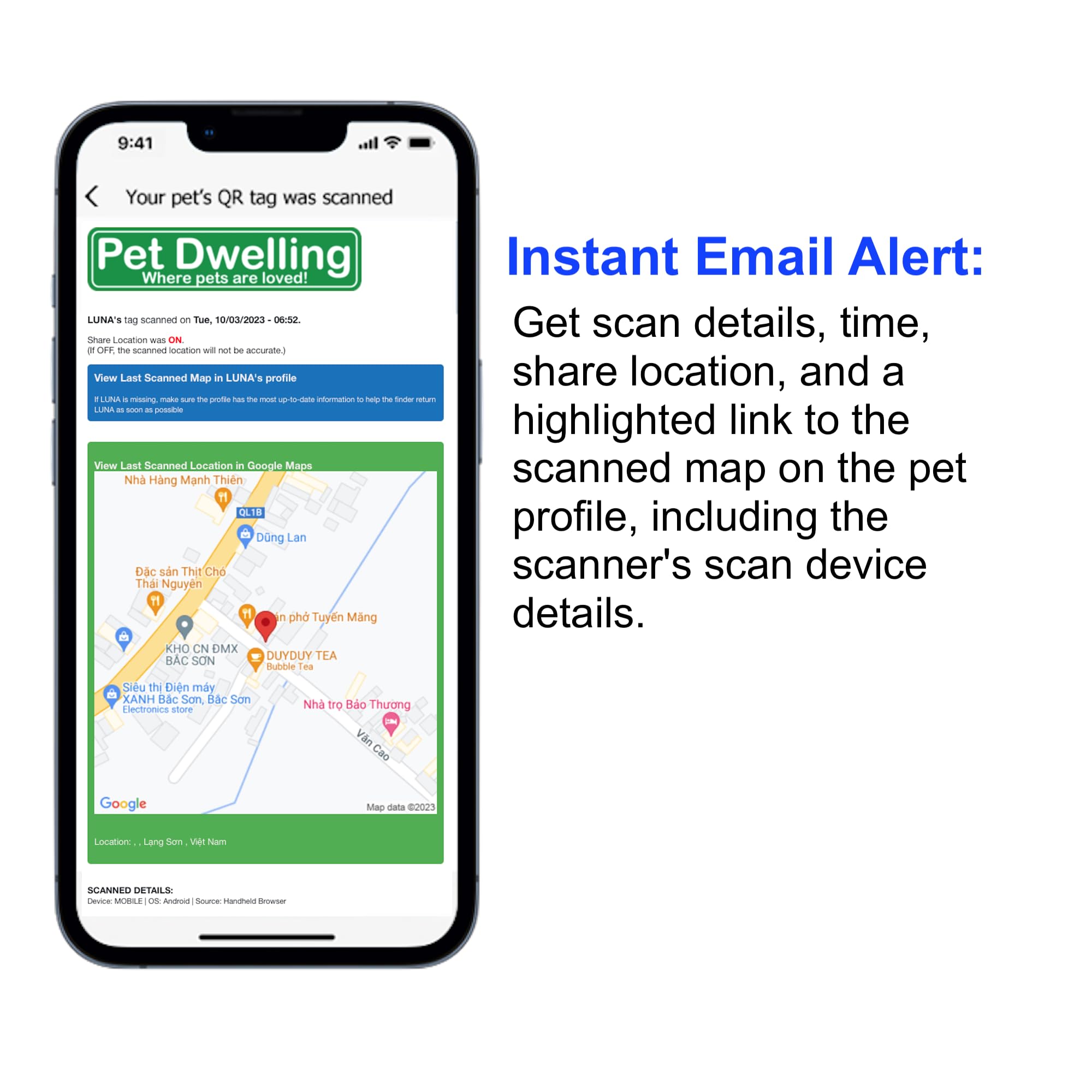 Pet Dwelling Premium Nfc-Qr Code Pet Id Tags - Dog Tags And Cat Tags, Connect To Online Pet Profile, Receive Instant Scanned Location Email Alert(Blue Paw)
