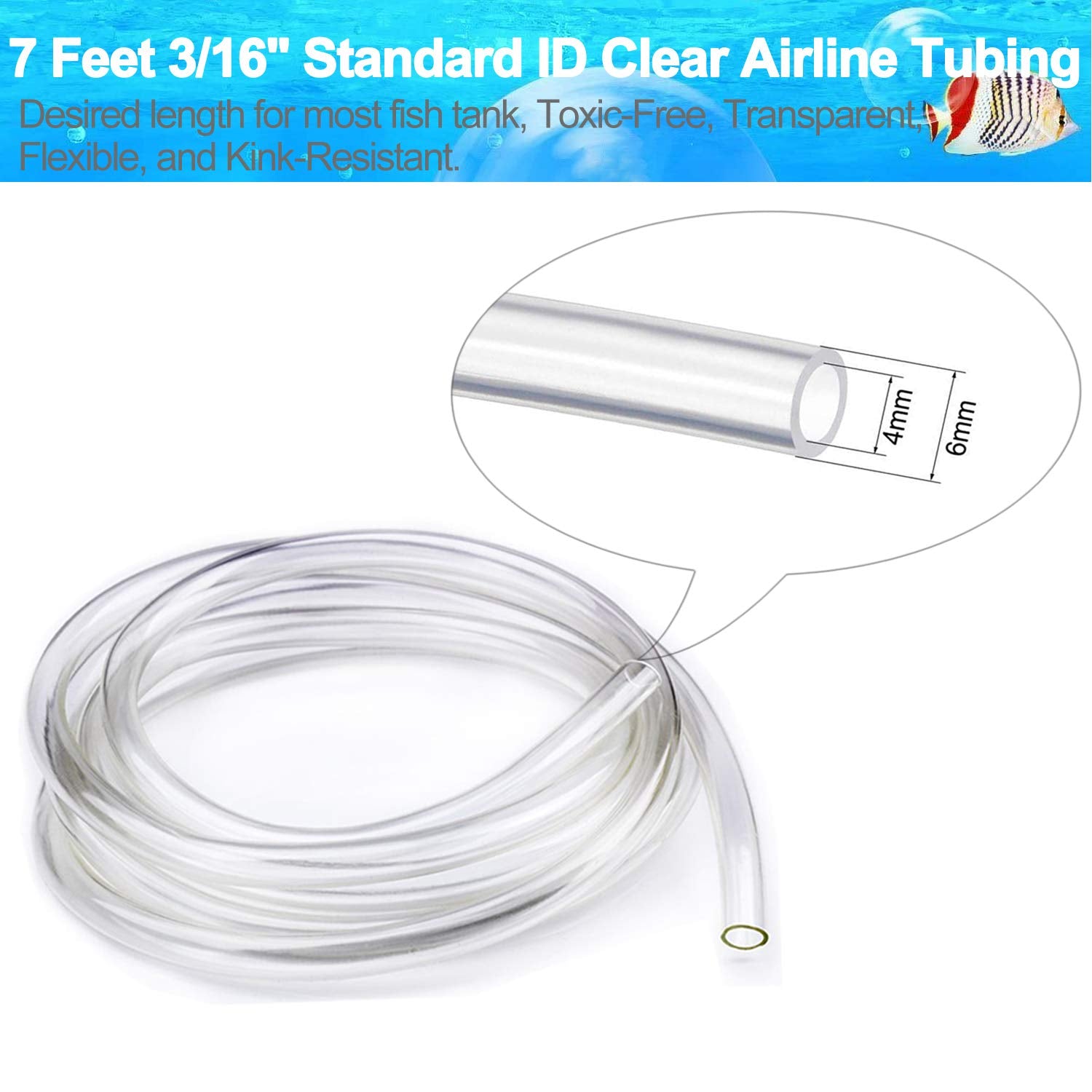 Dekago Transparent Airline Tubing Standard Aquarium Air Pump Accessories Kit With Check Valves, Air Stones, Suction Cups And Connectors For All Fish Tank