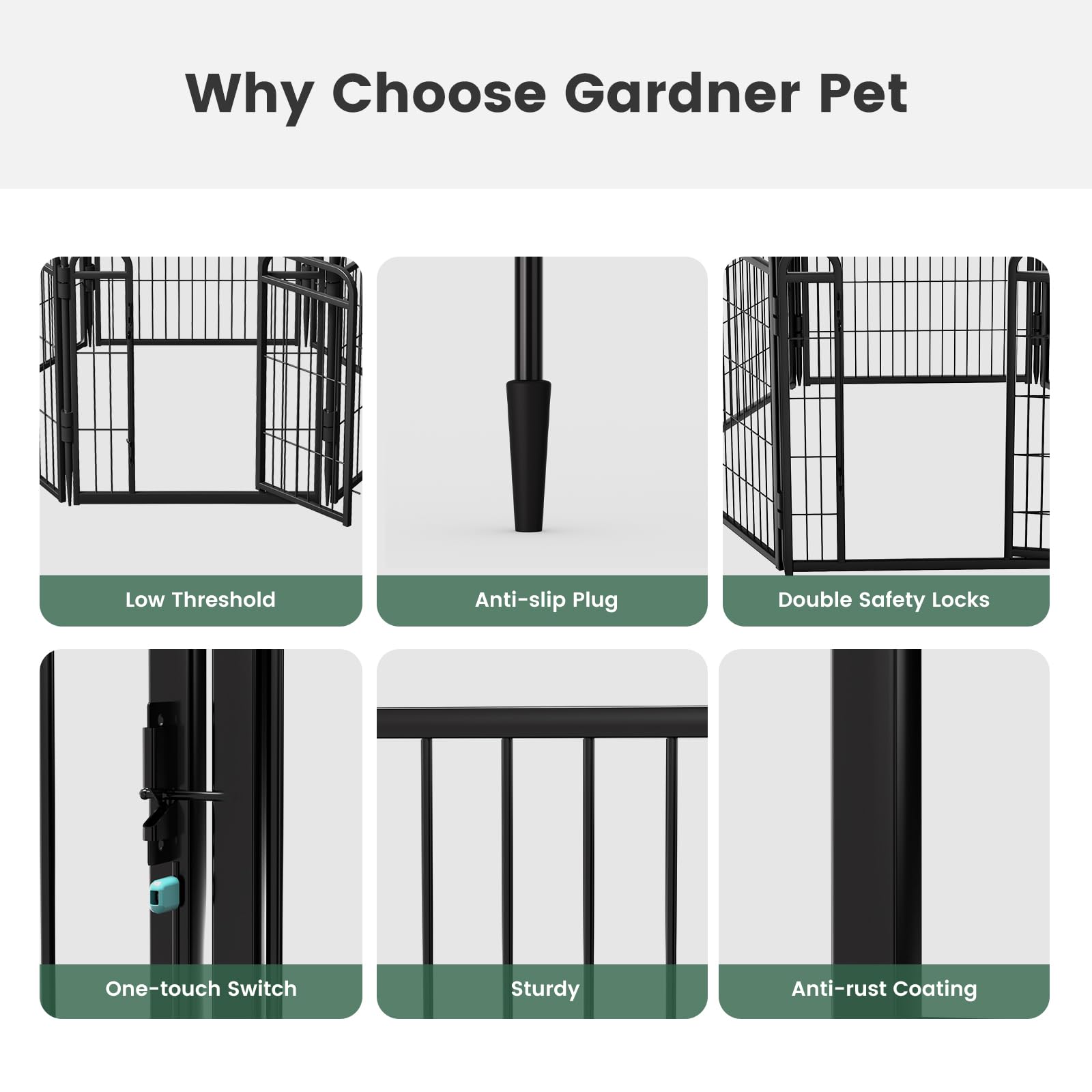 Gardner Pet Dog Playpens, 24'' H 6 Panels Dog Pen Outdoor/Indoor Dog Fence Exercise Pen For Small/Medium Dogs, Foldable Pet Play