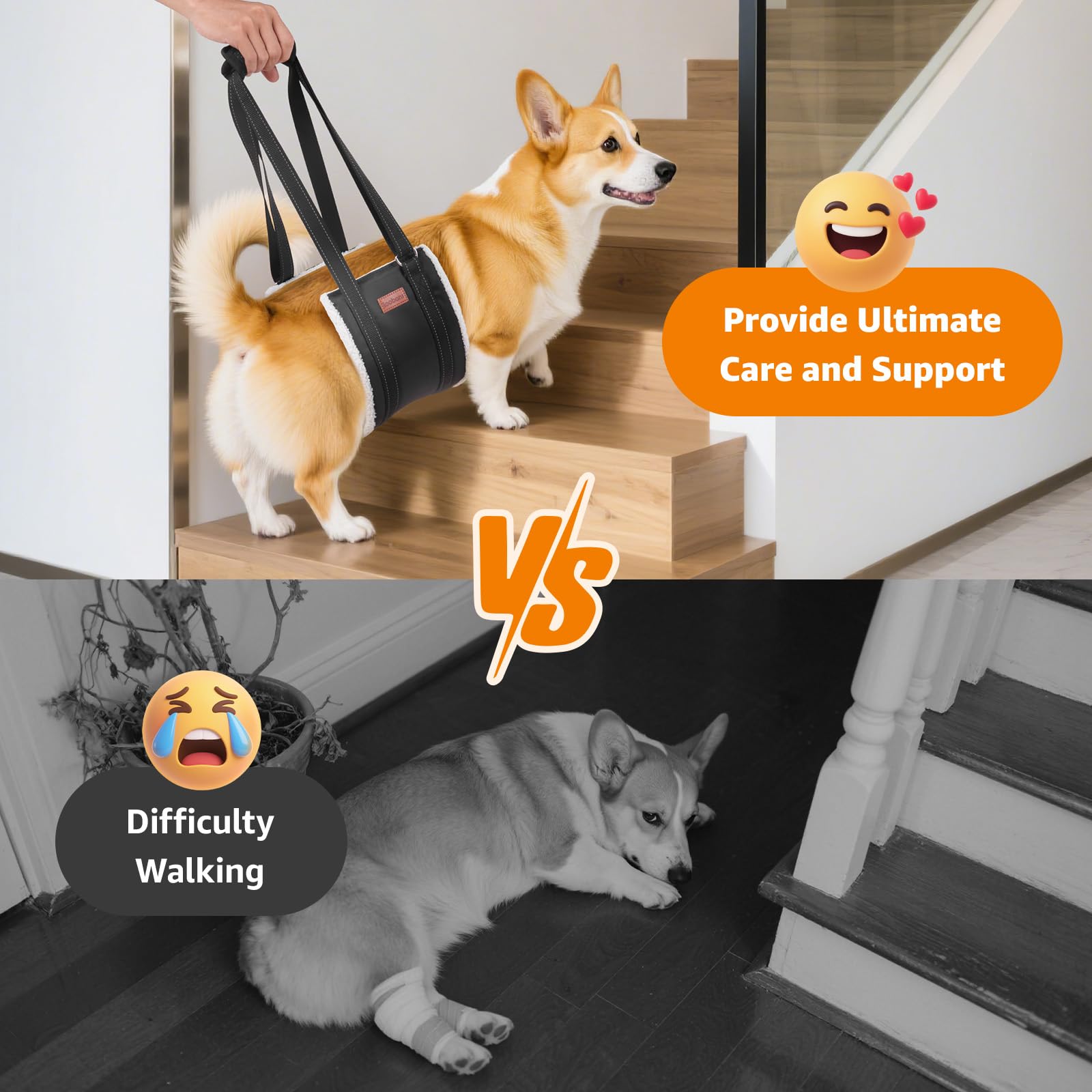LOOBANI Portable Dog Sling for Back Legs, Hip Support Harness to Help Lift Dogs Rear for Canine Aid and Old K9 Cruciate Ligament
