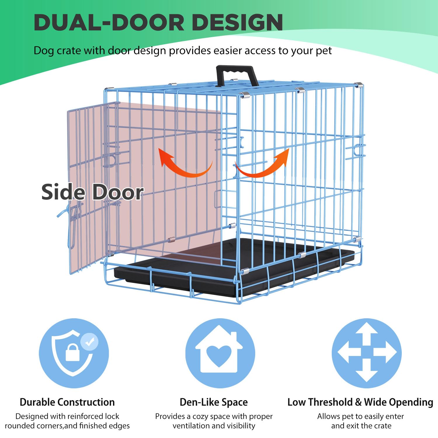 BestPet | Dog Crate | 18 | Blue | Foldable Metal Kennel with Single Doors, Secure Slide-Bolt Latches, Leakproof Tray | Portable