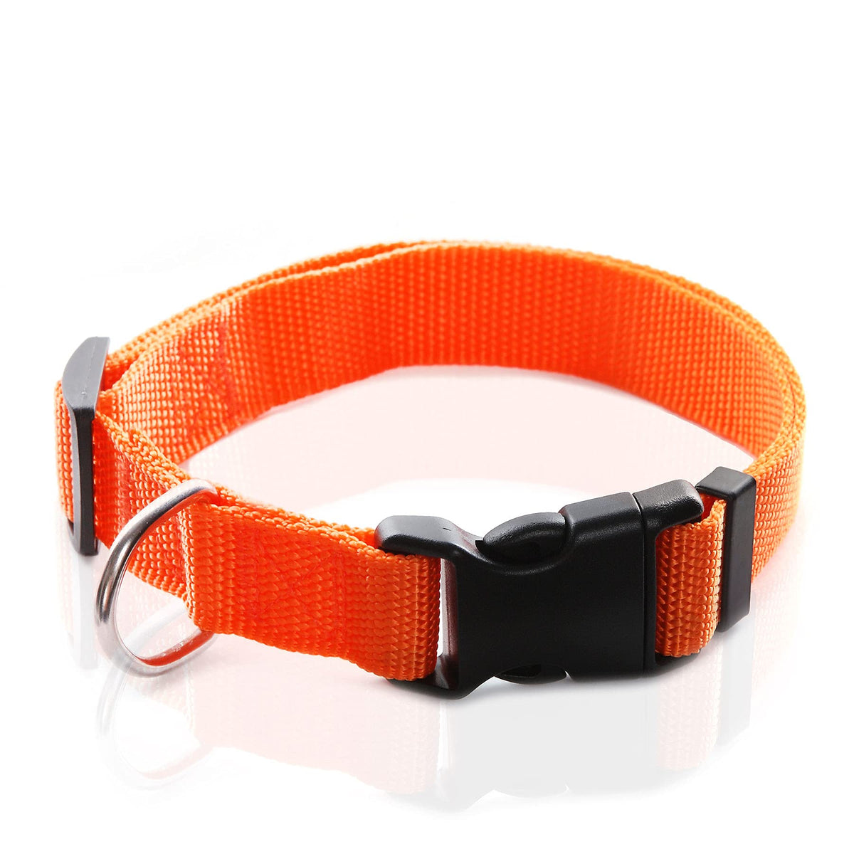 Adjustable Nylon Dog Collar, Durable Pet Collar 1 Inch 3/4 Inch 5/8 Inch Wide, For Large Medium Small Dogs (M(3/4' X 14-21'), Orange)