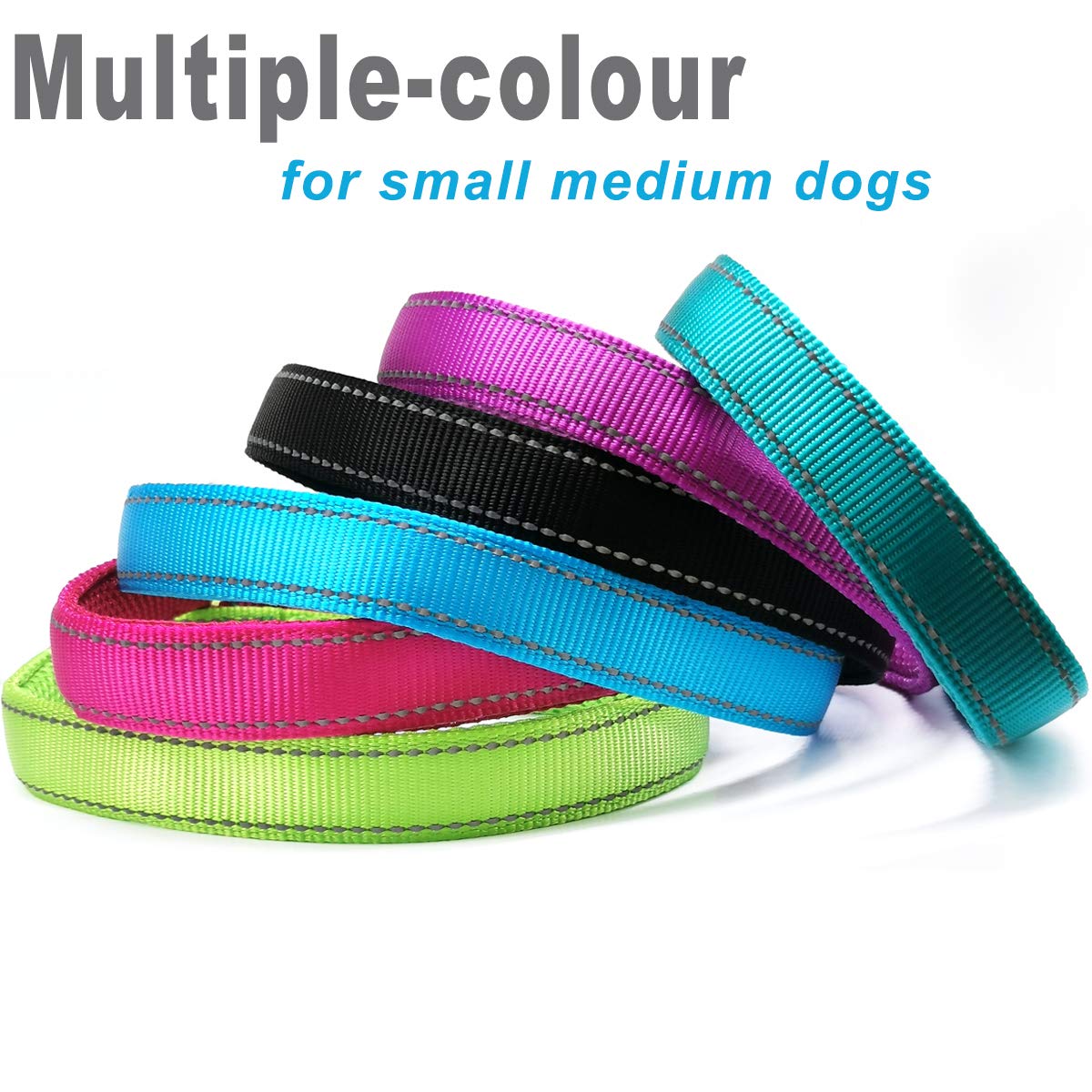 Mycicy Reflective Slip Collar, Soft Nylon Training Choke Collar For Dogs In Turquoise 22', Wide 1'