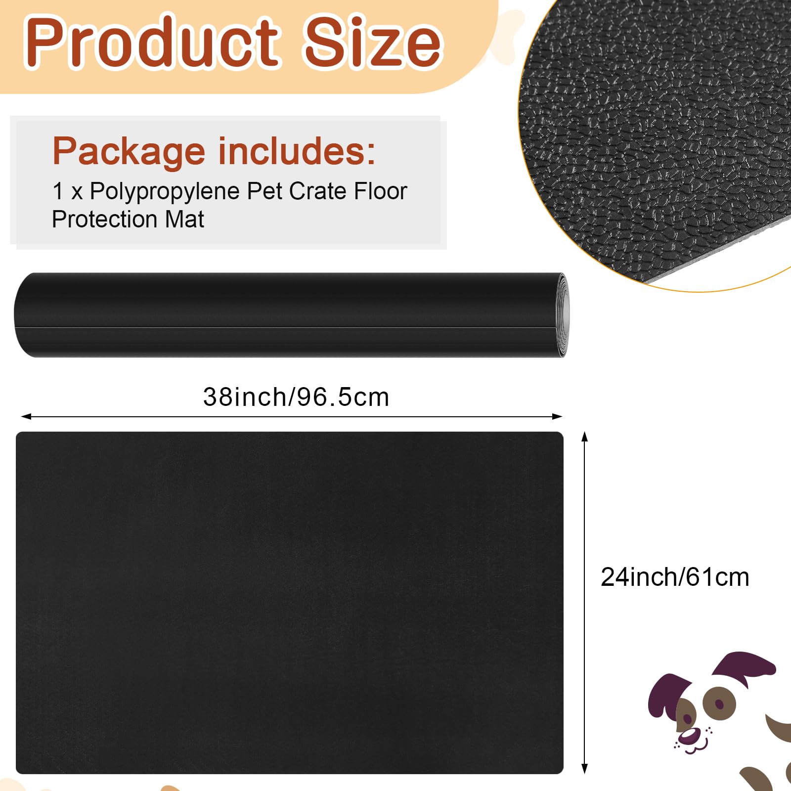Drydiet Pvc Pet Crate Floor Protection Mat 24'' X 38'' Xxl Washable Floor Covering Reusable Waterproof Non Slip Rug Whelping Pad