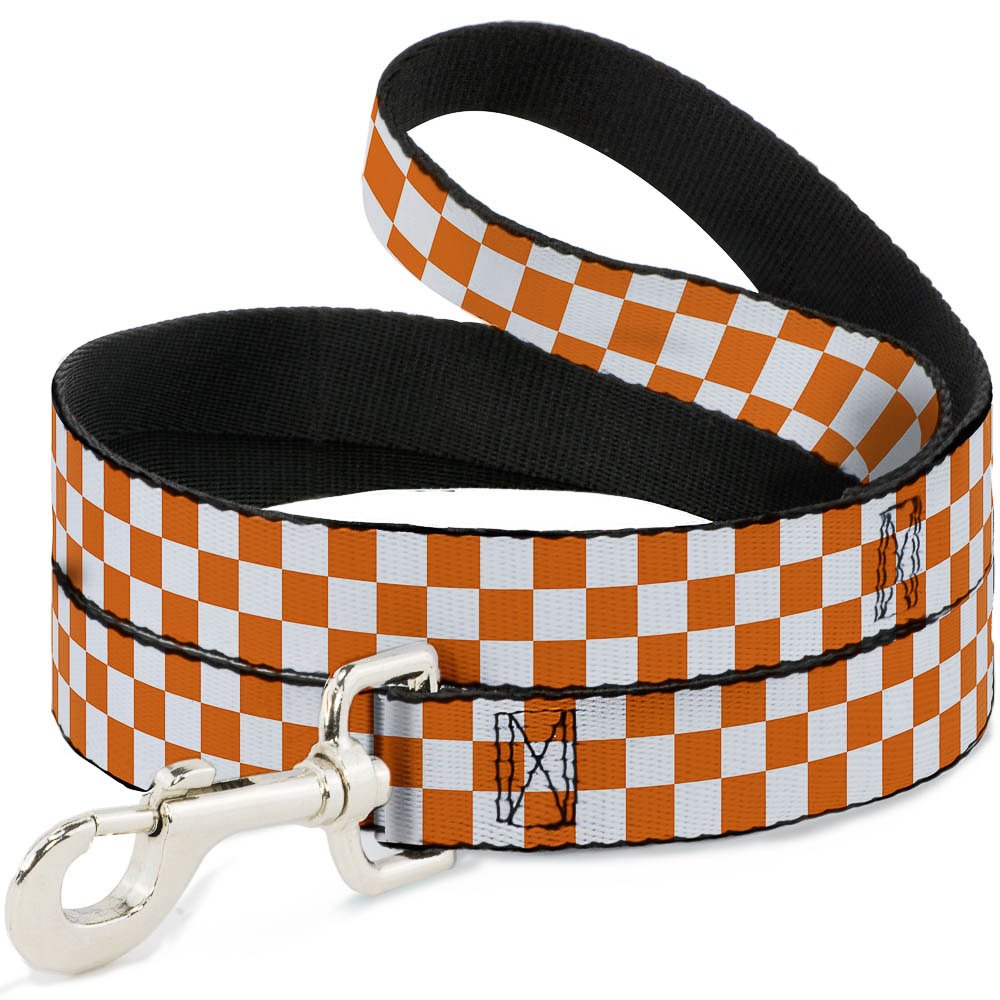 Dog Leash Checker White Tn Orange 6 Feet Long 1.0 Inch Wide