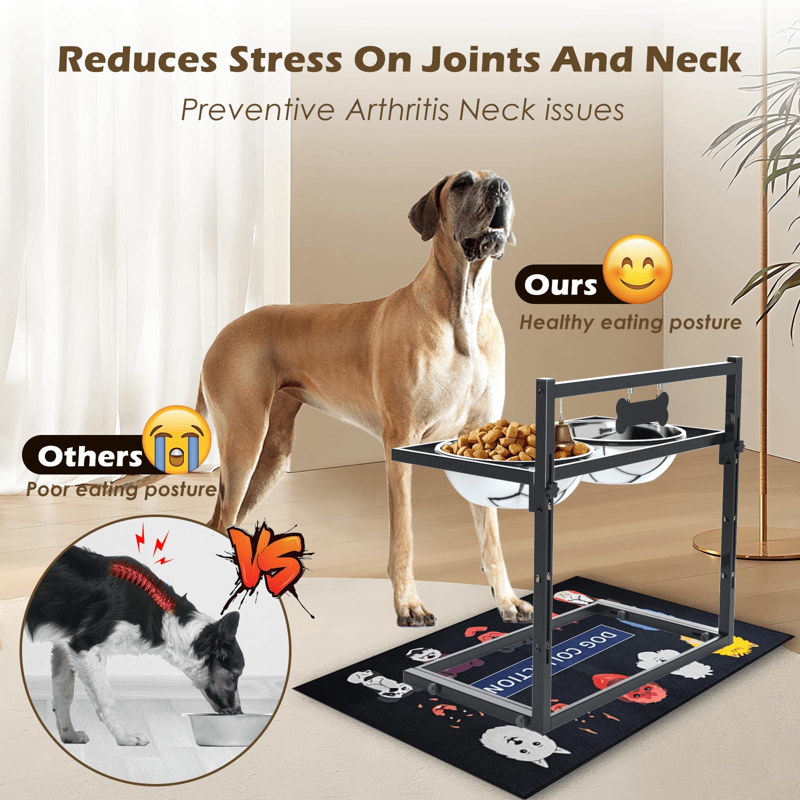 TIDANT ??-?????????? Elevated Dog Bowls for Extra Large Dogs with Mat,Raised Dog Bowl Stand for Large Breed Adjusable Height Dog