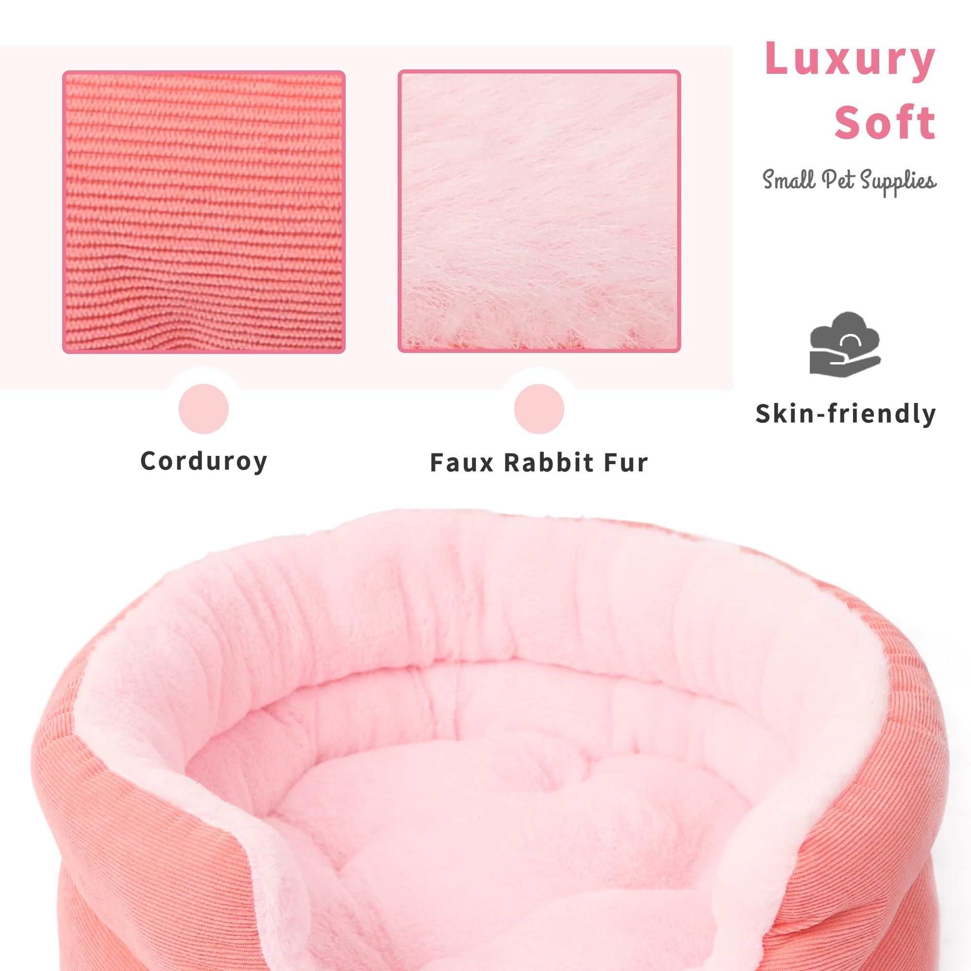 Extra Small Pink Puppy Bed Cute Dog Bed For Girl Puppy Princess With High Sides Round Cat Bed 16 Inch