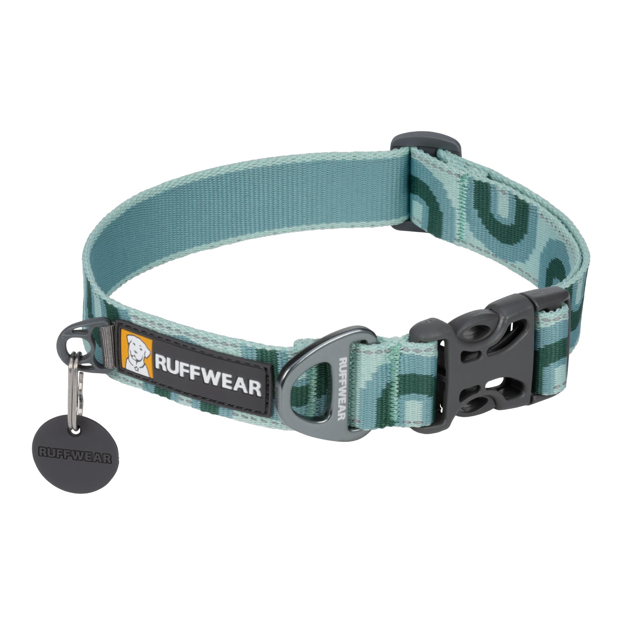 Ruffwear, Crag Dog Collar, Reflective and Comfortable Collar for Everyday Use, Grassy Oxbow, 14''-20''