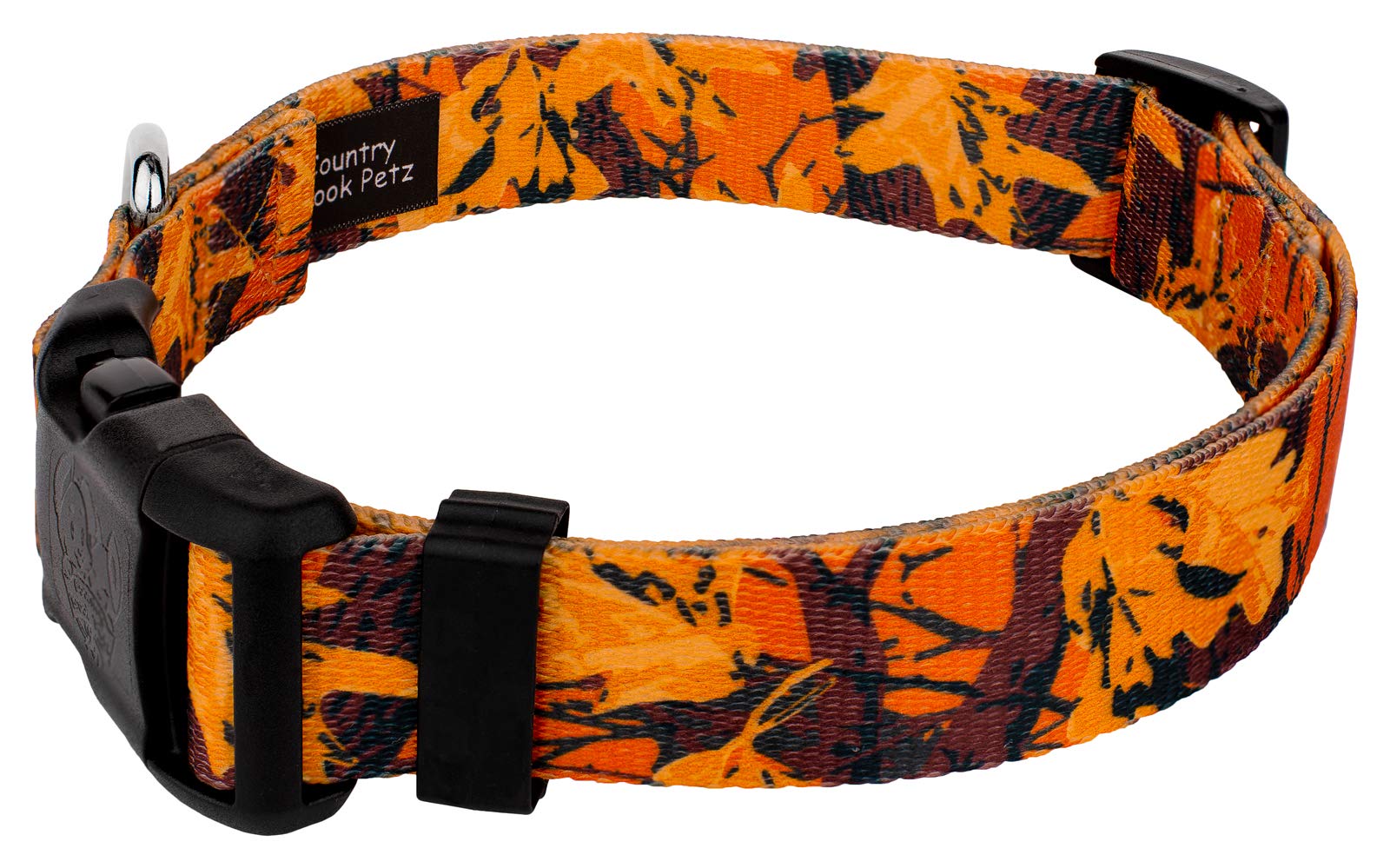 Country Brook Petz - Deluxe Orange Sunset Camo Dog Collar - Made In The U.S.A. - Camouflage Collection Featuring Rugged Designs