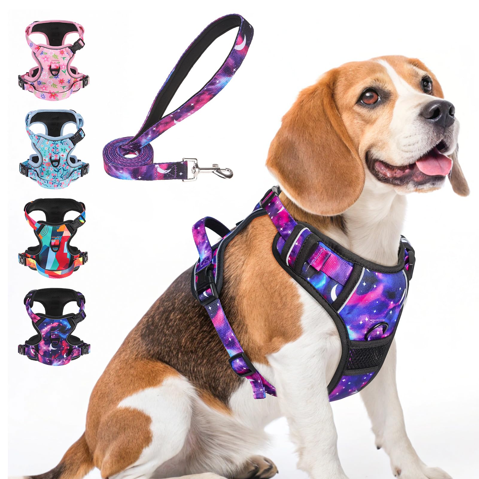 Beautyzoo No Pull Dog Harness Medium,Adjustable Dog Harness And Leash Set -Easy Wearing With 3 Buckles/Control Handle,No Choke S