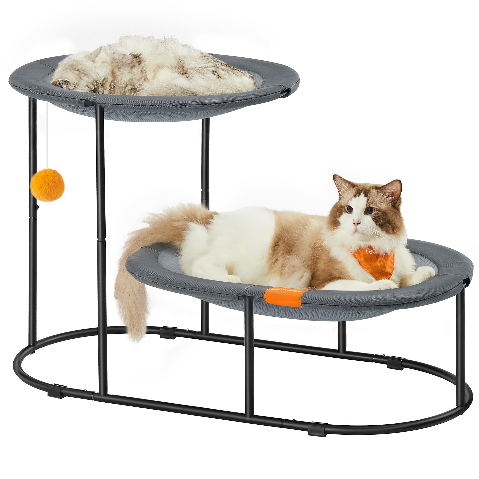 Feandrea 2-Tier Elevated Cat Hammock Bed, Breathable Furniture For Multi-Cat Households Indoor And Outdoor, With Removable Washa