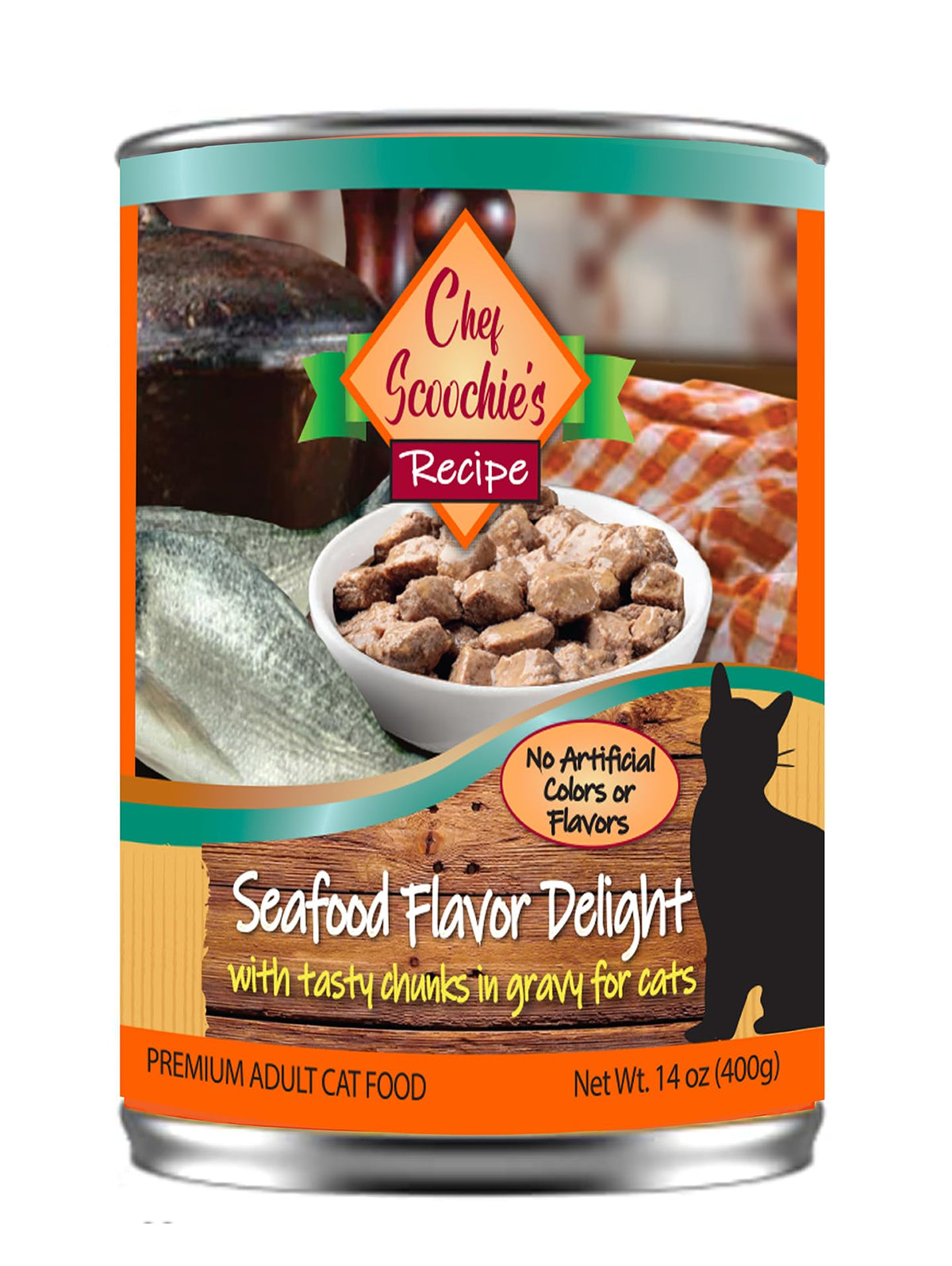 Scoochie Pet Chef Scoochies Seafood Chunky Cat Food 14 Ounce Pop Top Can, Pet Foods and Supplies