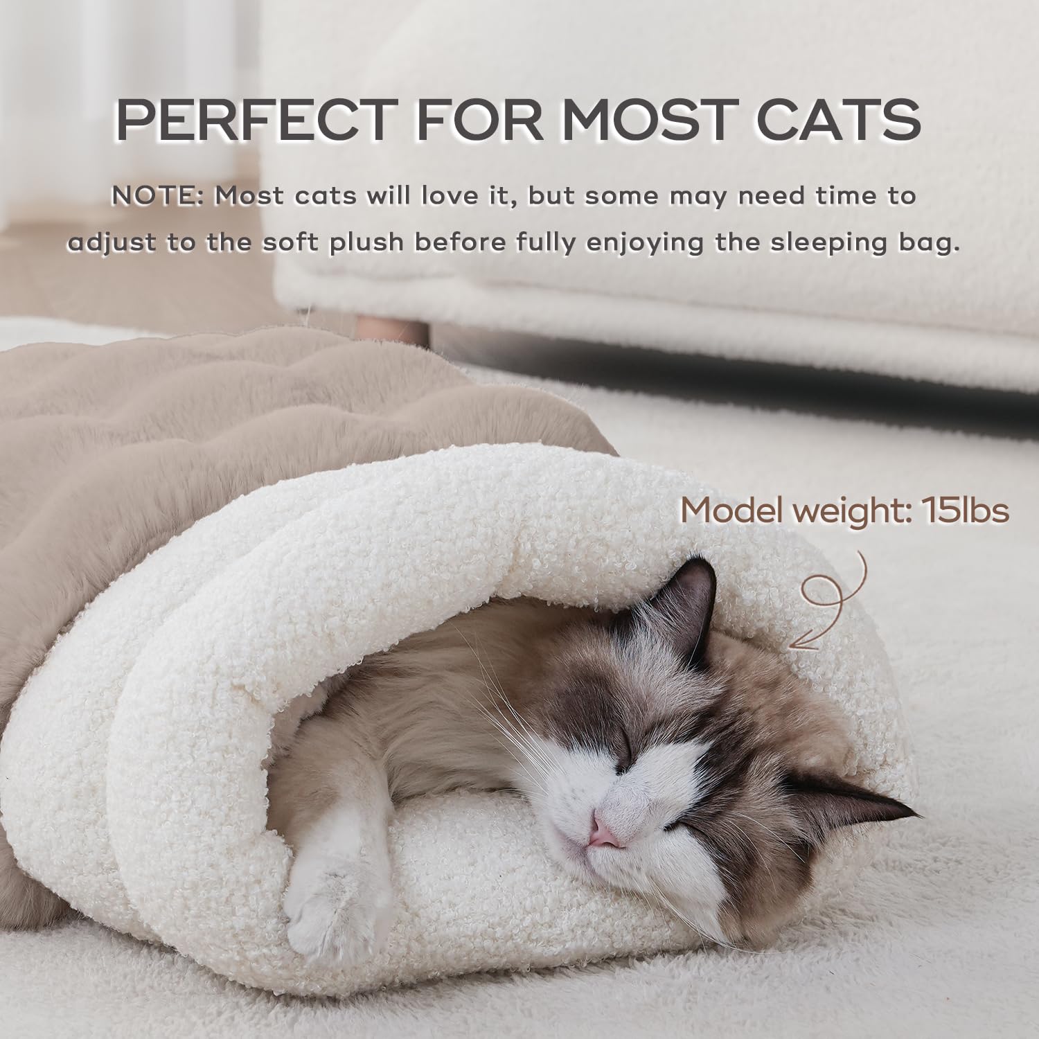 Somahe Cat Sleeping Bag For Indoor Cats Self Warming Cat Bed Fits Up To 15 Lbs Pets Soft Plush Warm Bed 360 Wrap Bag Washable Co