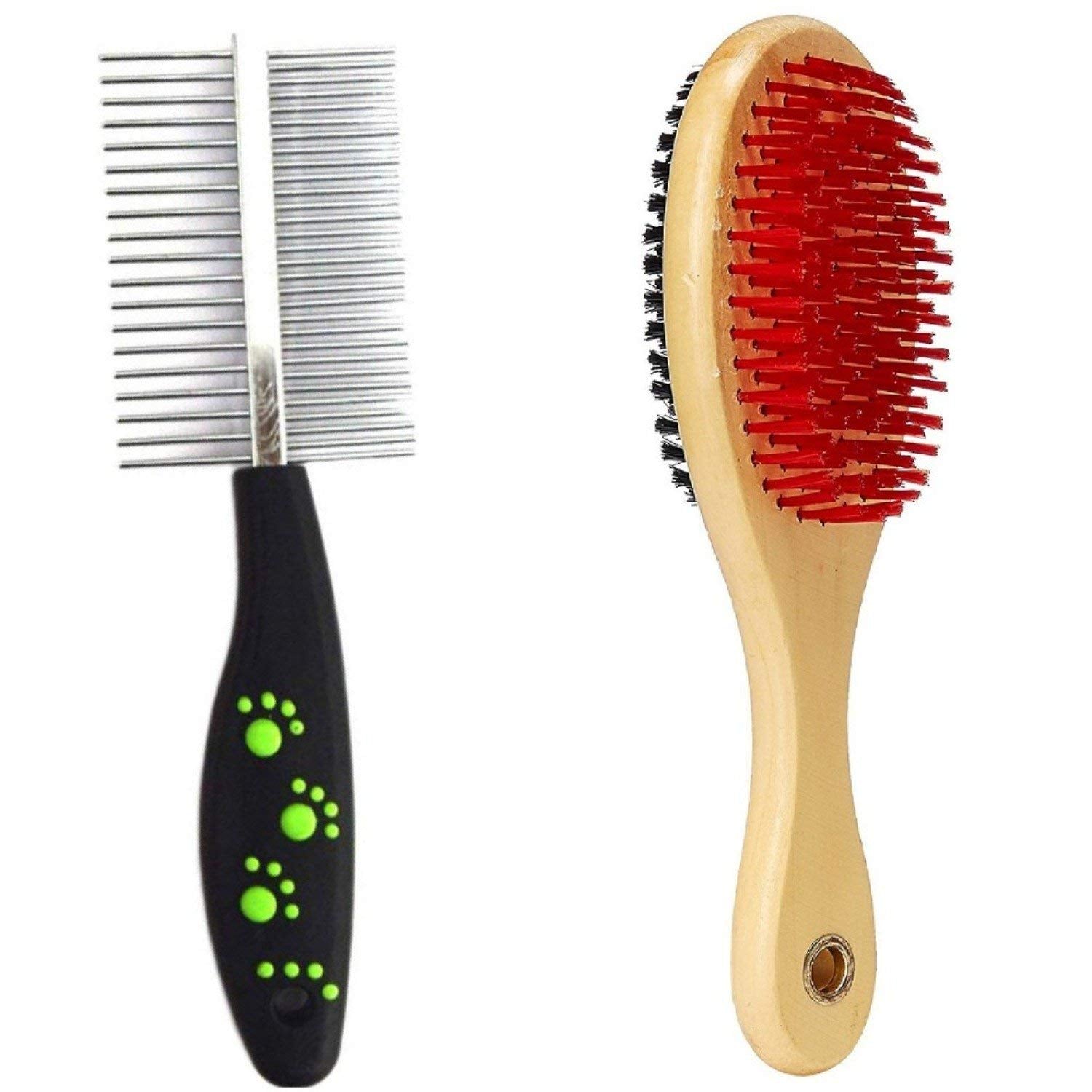 W9 Pet Products 2Grooming Wooden Nylon Double Sided Bristles Brush With Double Sided Pin Comb For Dog Cat PetSmall
