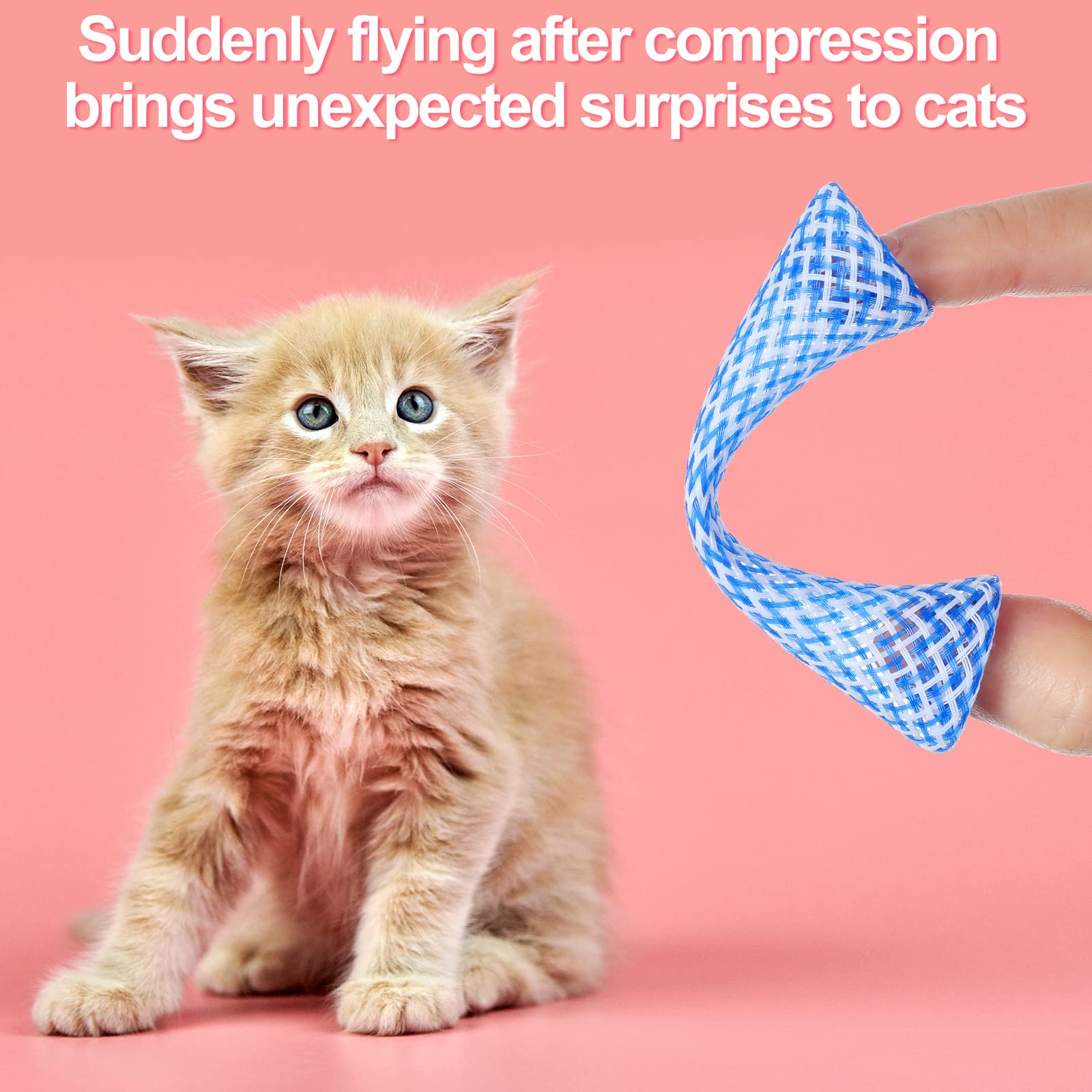 Leitee 60 Pcs Cat Spring Toys Kitten Colorful Fun Tubes Indoor Interactive Cat Tube Plastic Coil for Pet Hunt Scratching, Random