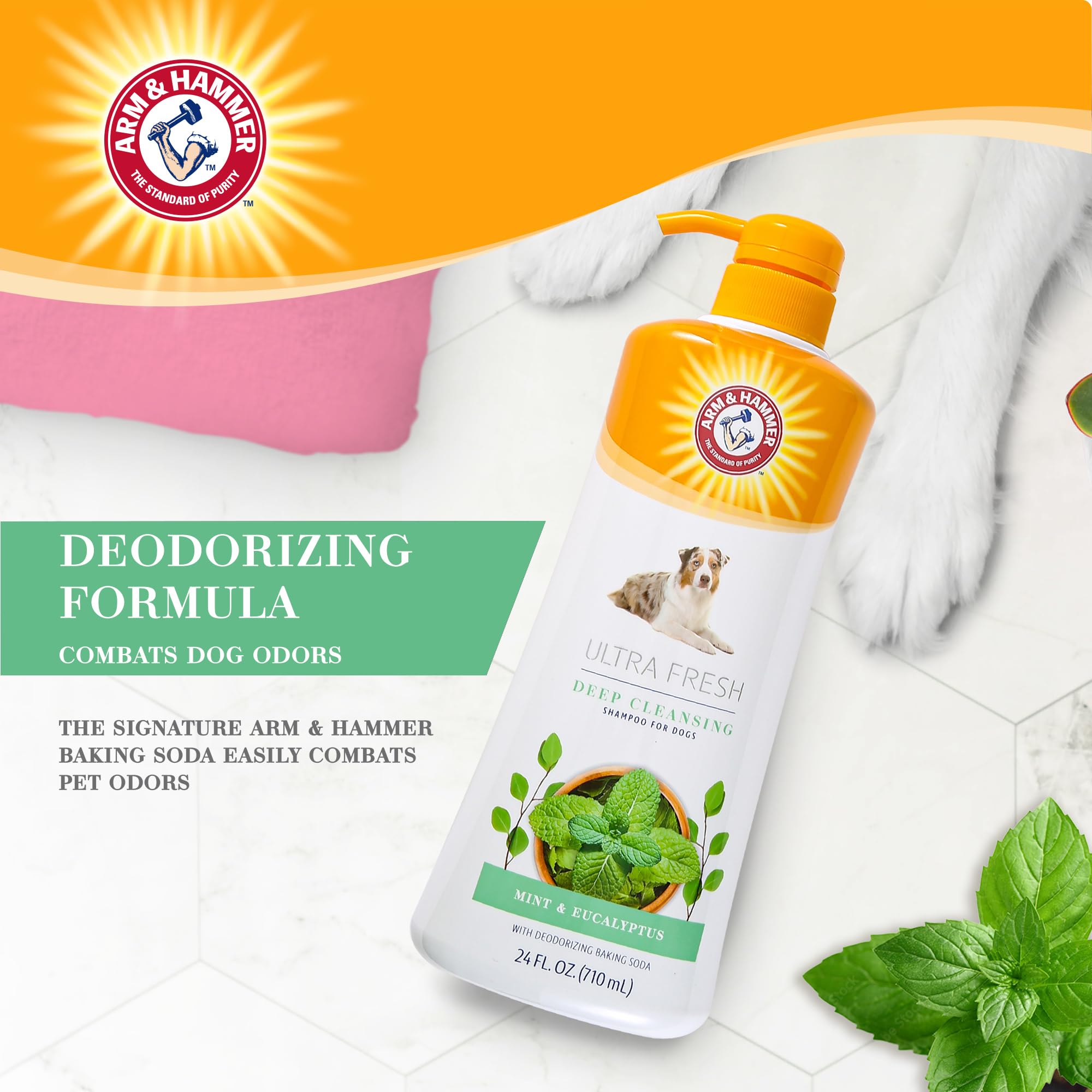 Arm & Hammer For Pets Ultra Fresh Deep Cleansing Dog Shampoo With Charcoal & Rosemary, Value Size 24Oz | Great Smelling Dog Grooming And Bathing Supplies, Dog Wash, Puppy Shampoo, Pet Shampoo