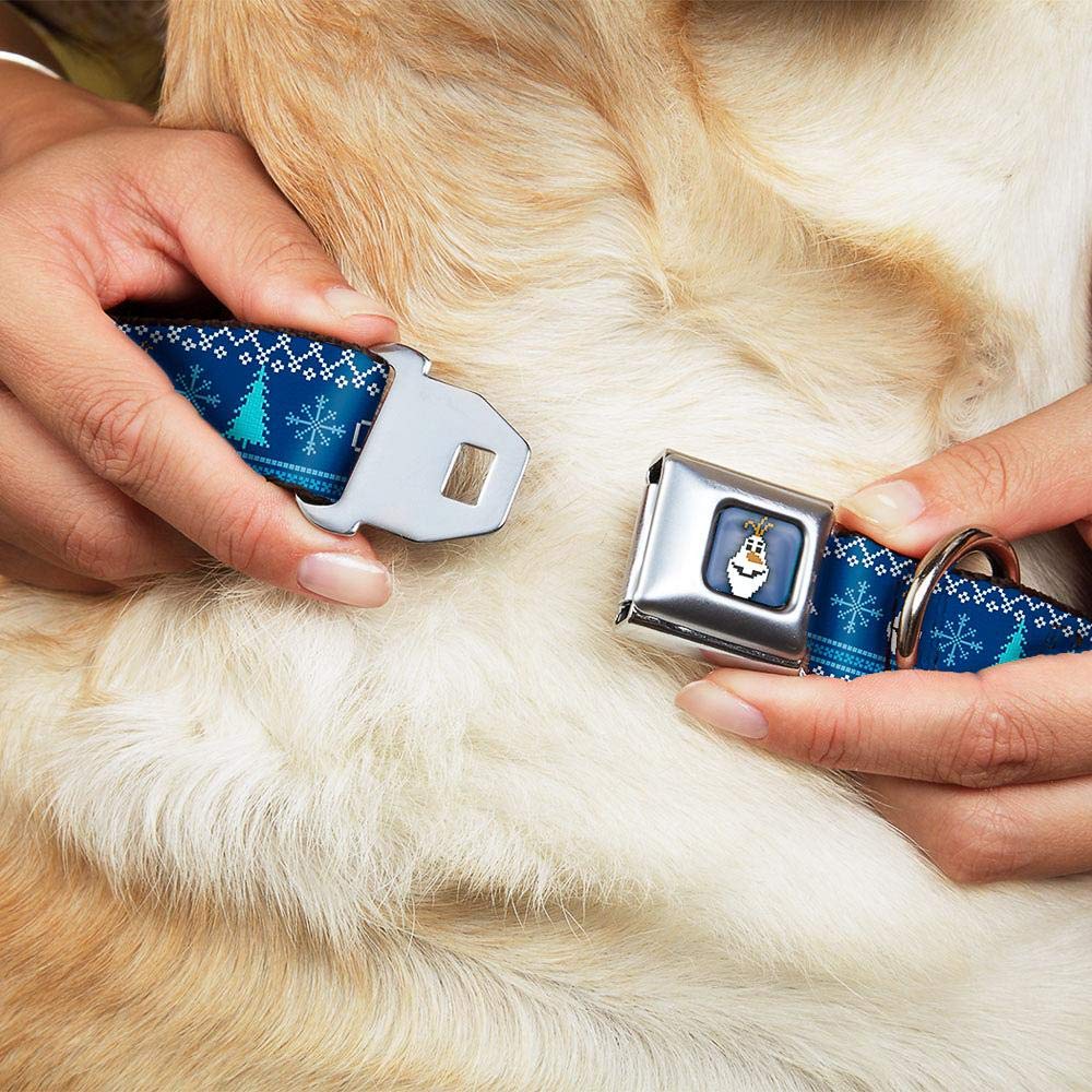 Buckle-Down Seatbelt Buckle Dog Collar - Anna & Hans/Anna & Kristoff Poses - 1' Wide - Fits 9-15' Neck - Small