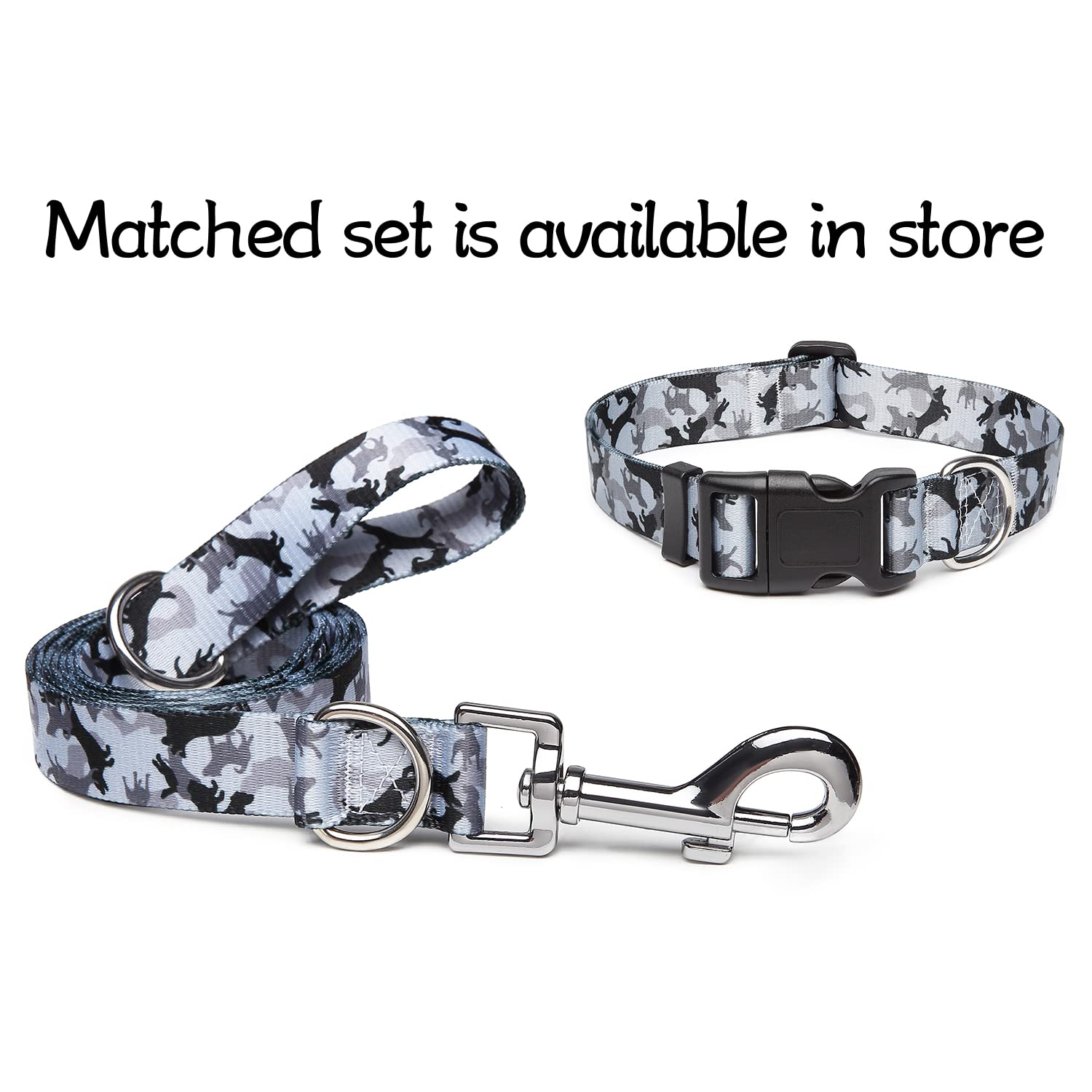 Suredoo Adjustable Dog Collar With Patterns, Ultra Comfy Soft Nylon Breathable Pet Collar For Small Medium Large Dogs (L, Dog Camouflage Grey)