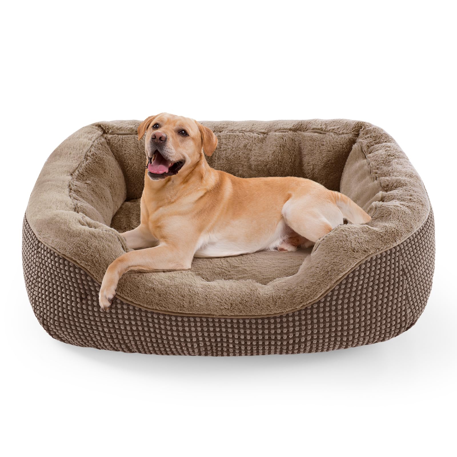 INVENHO Large Dog Beds Large Sized, Washable Orthopedic Warming Soft Sleeping Durable with Anti-Slip Bottom