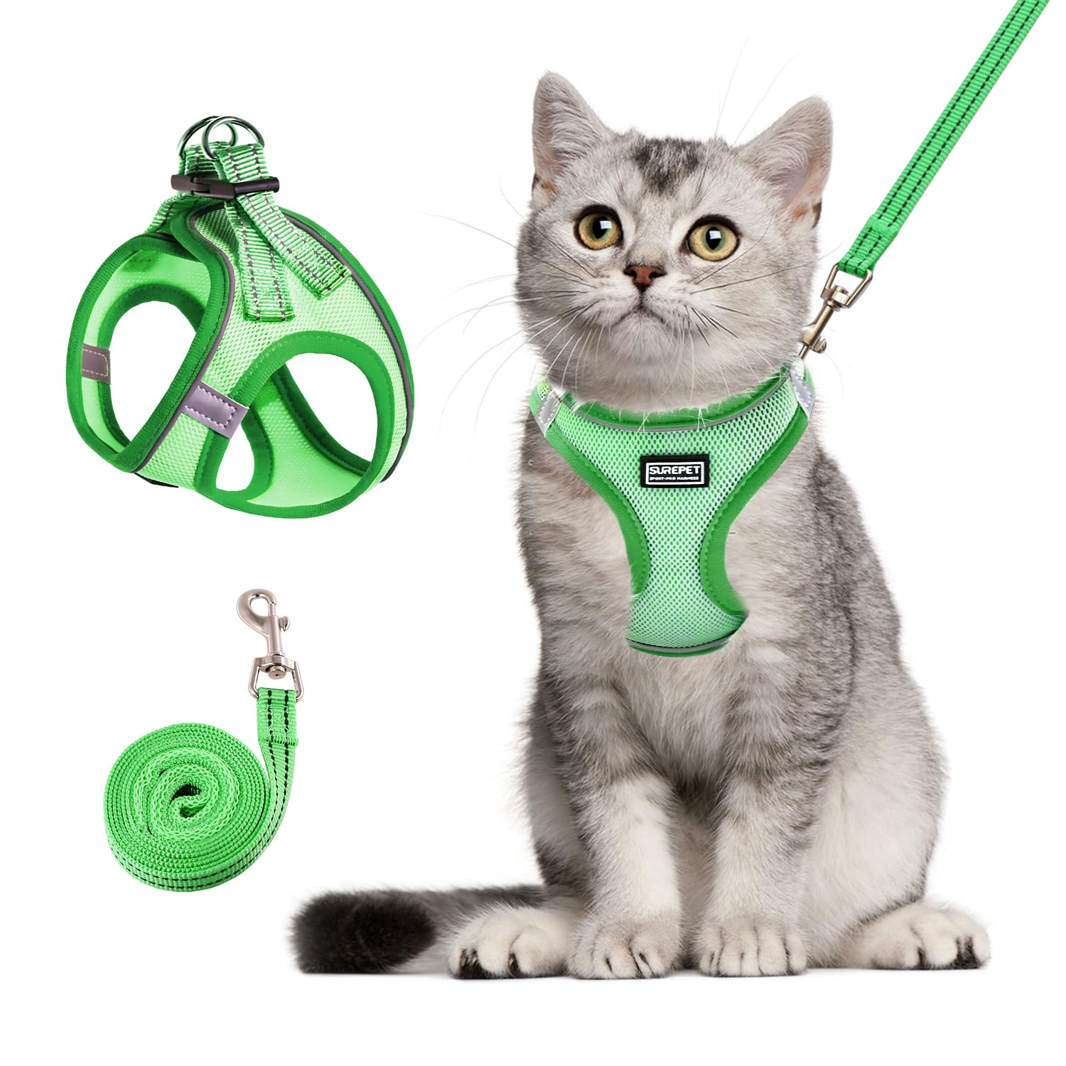 Betmaypet Cat Harness and Leash Set, Soft and Breathable Vest with Reflective Strip, Escape Proof Kitten Harness, Easy to Wear f