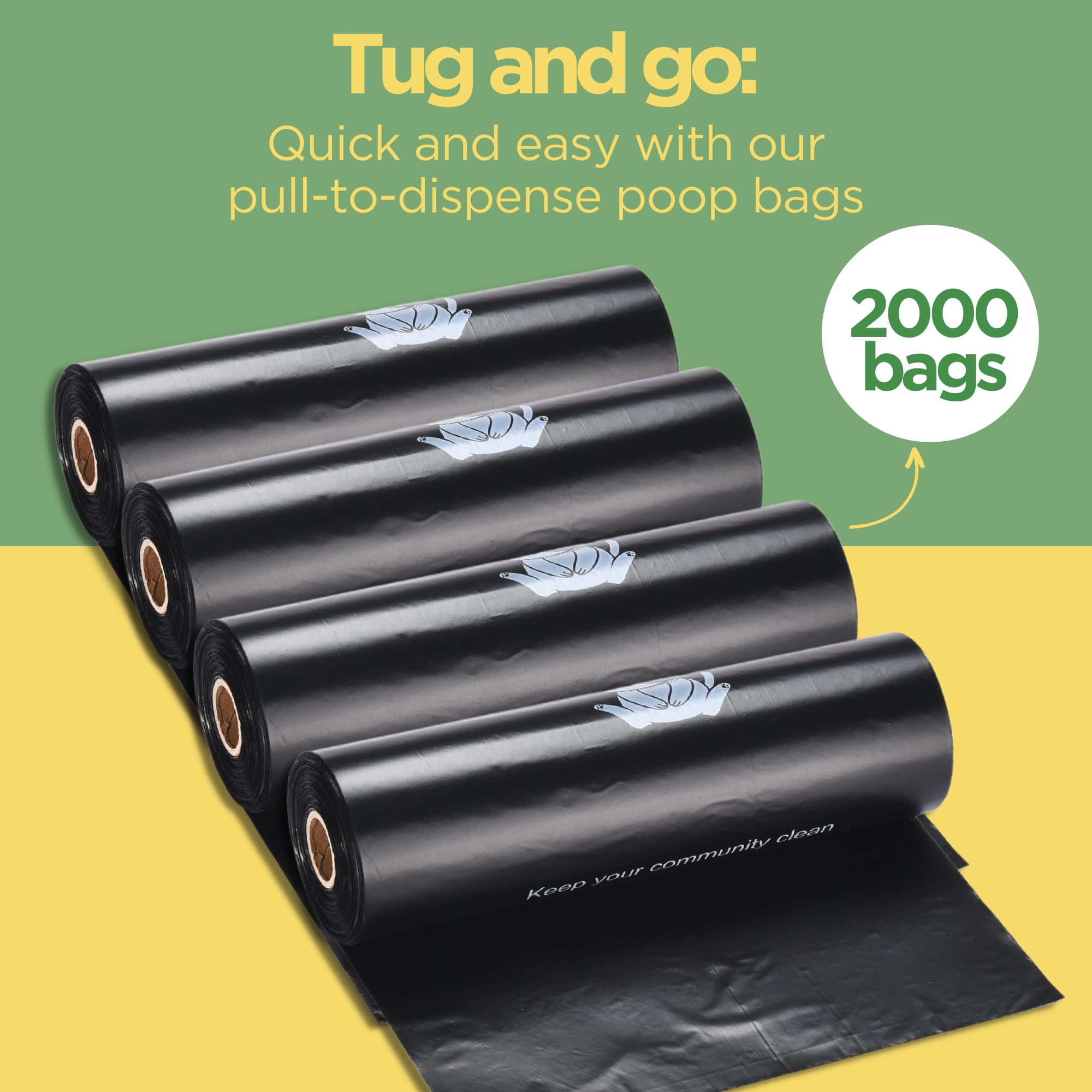 The Original Poop Bags® 2,000 Black Count Commercial Bulk Roll, Dog Poop Bag, Dog Bags For Poop - Doggy Poop Bags Refills, Poop Bags For Dogs, Dog Poop Bags Rolls, Large Pet Waste Bags