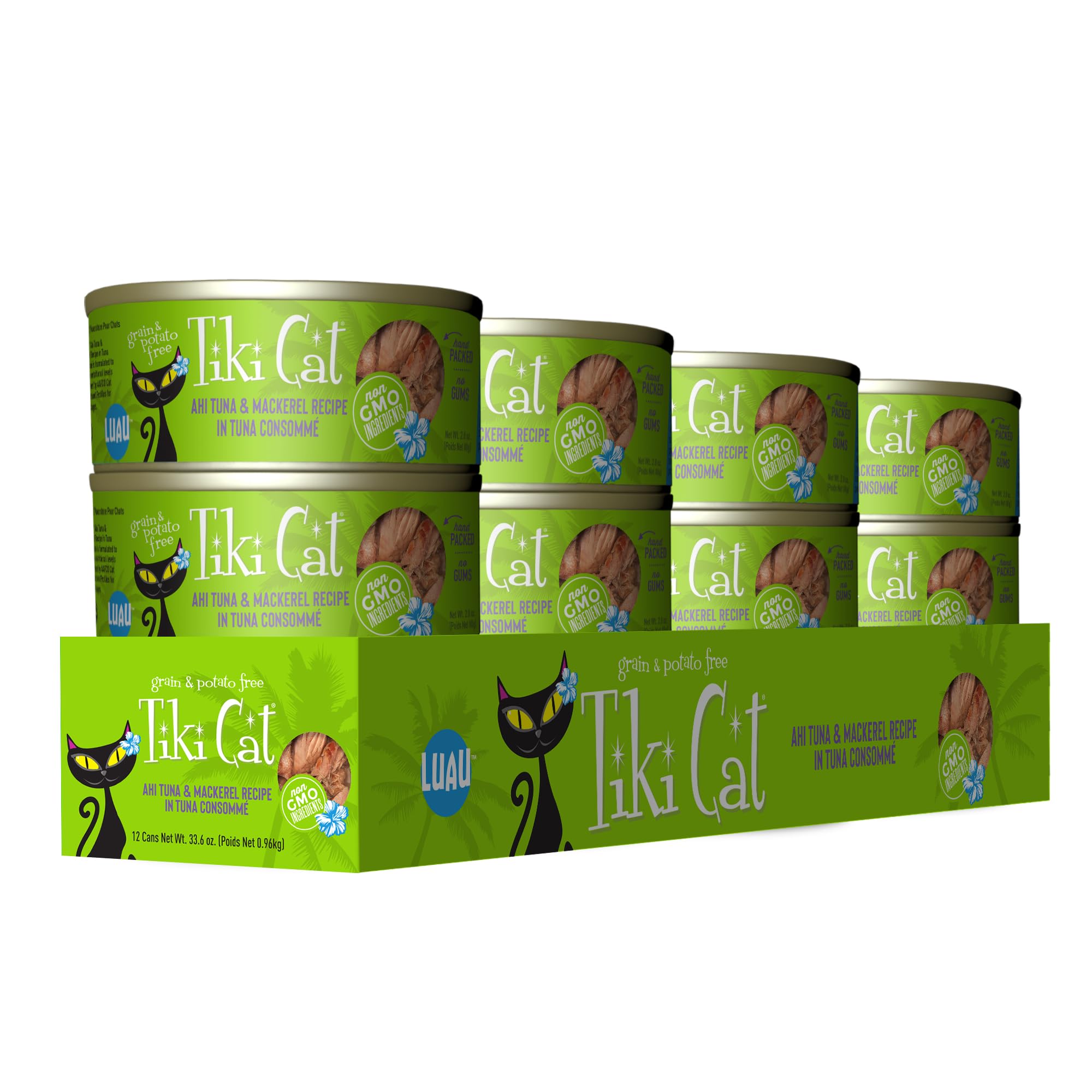Tiki Cat Luau Grain-Free, Low-Carbohydrate Wet Food with Poultry or Fish in Consomme for Adult Cats & Kittens, 2.8oz, 12pk, Tuna
