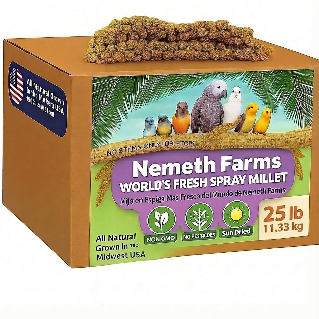 Nemeth Farms 25lbs Premium Spray Millet for Exotic Birds - Grown in The USA - 100% Natural & Non-GMO Bird Treat - Sun-Dried Mill