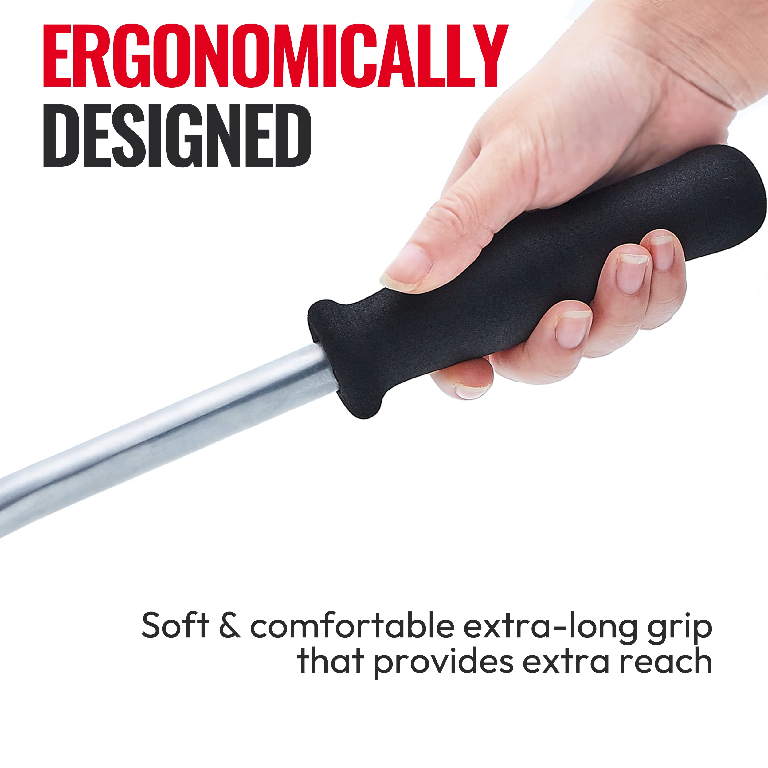 Iprimio Monster Cat Litter Scooper With 17 Inch Long Handle And Soft Grip - Sturdy Extra Large Deep Shovel Scoop - Cat Litter Scoop Great For Sore Hands - Kitty Litter Box Accessory