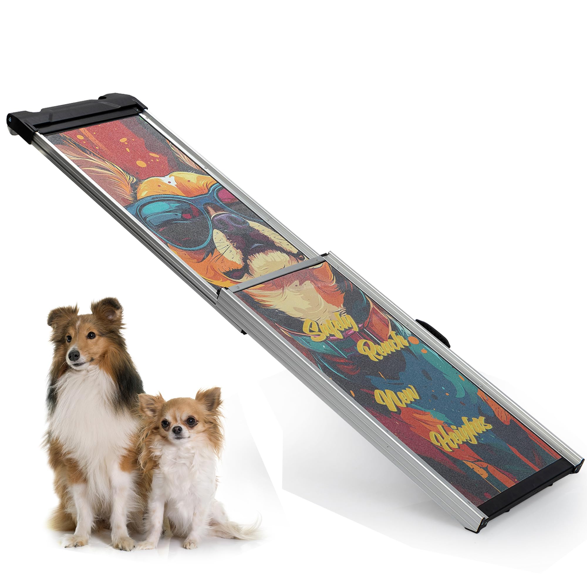 Coziwow Telescoping Dog Car Ramp For Large Dogs - Heavy-Duty Aluminum Pet Ramp With High-Traction Surface, Anti-Slip Steps For C