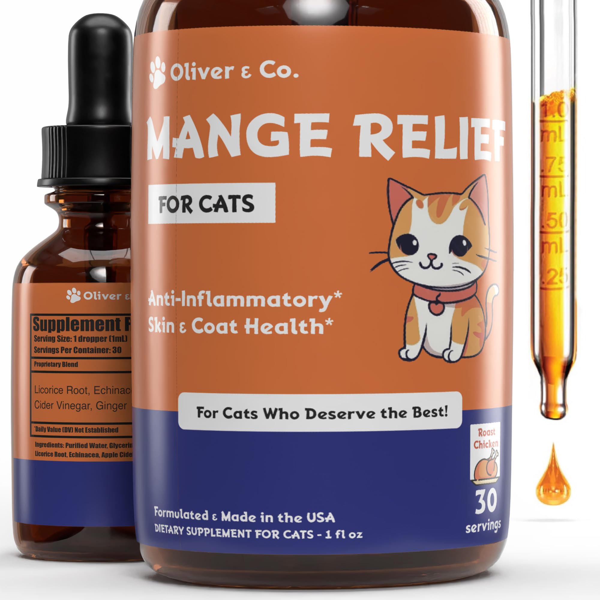 Natural Mange Treatment Cats - Feline Mange Treatment - May Help to Reduce Dry, Itchy, Red Skin, & Much More - Cat Immune Suppor
