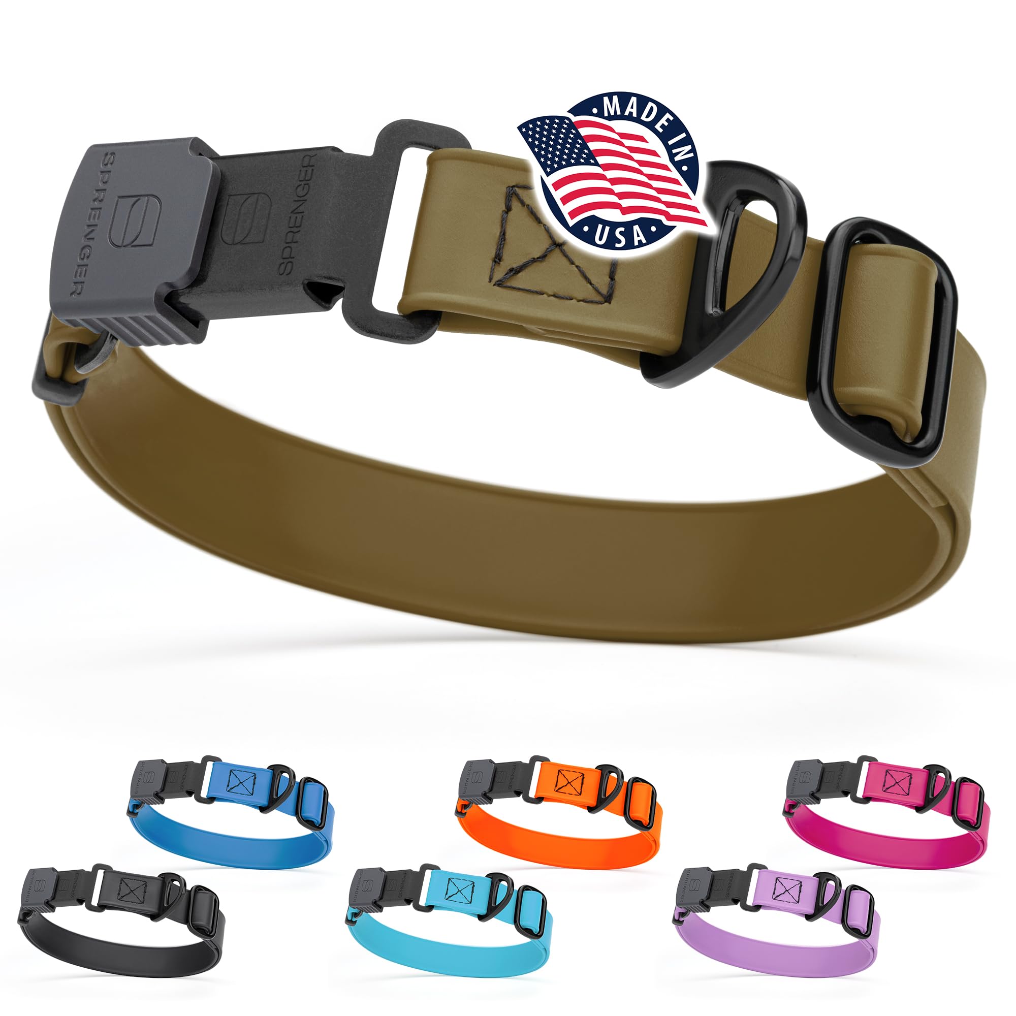 Dogline Biothane Waterproof Dog Collar With Herm Sprenger Black Stainless Steel Quick Release Buckle - Heavy Duty Tactical Durab