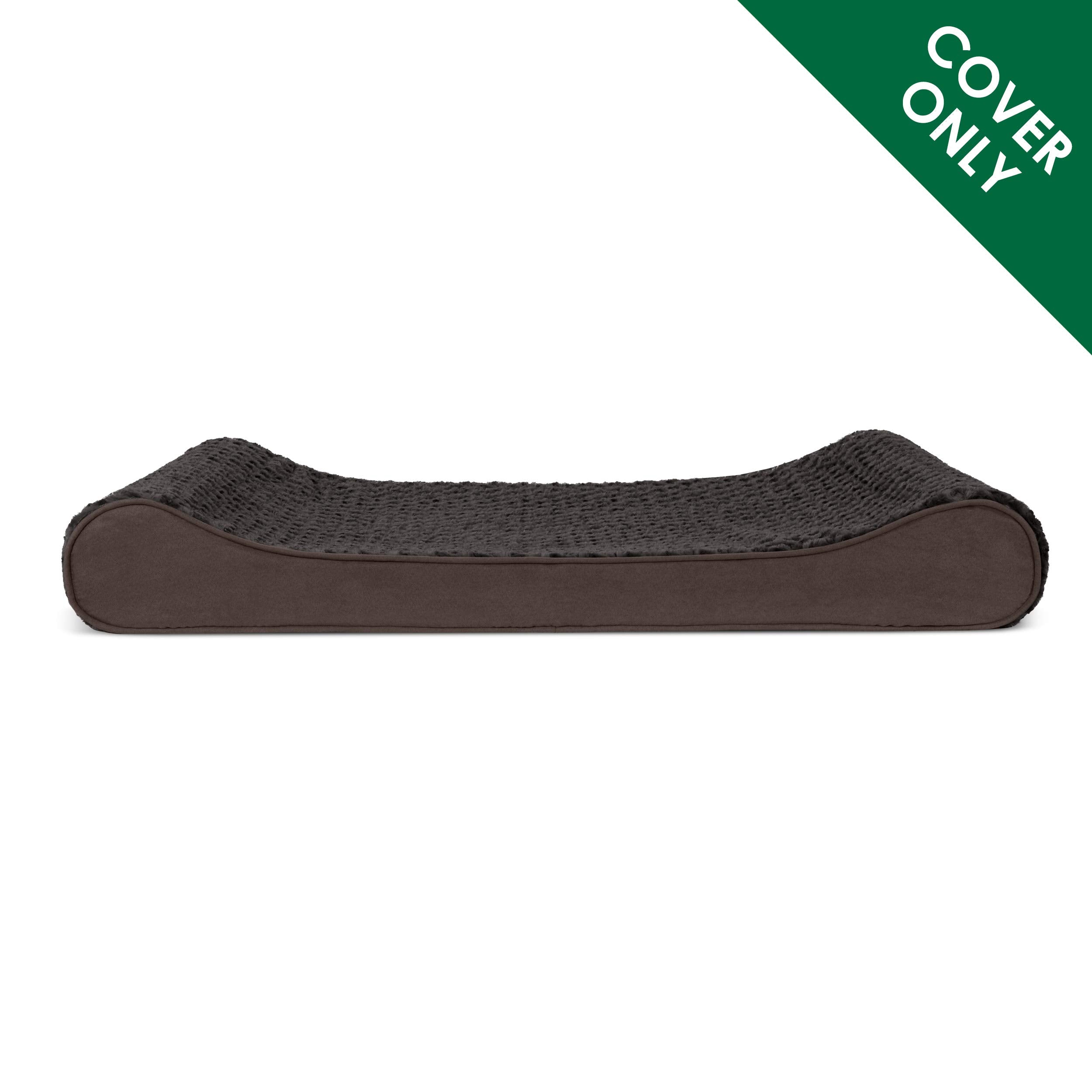 Furhaven Replacement Dog Bed Cover Ultra Plush Faux Fur & Suede Contour Luxe Lounger, Machine Washable - Chocolate, Jumbo Plus (