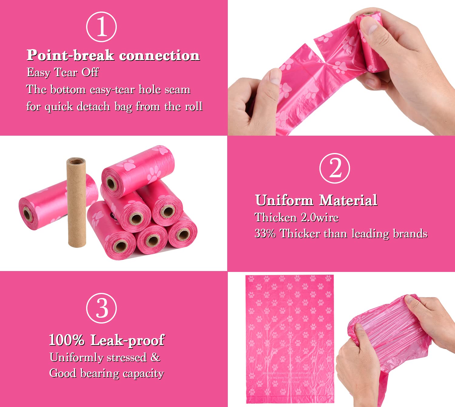 Wdfaack Biodegradable Dog Poo Bags With Holder-240 Large Poop Bags, Corn Starch Blended Compostable Bag, Extra Thick Strong Leak