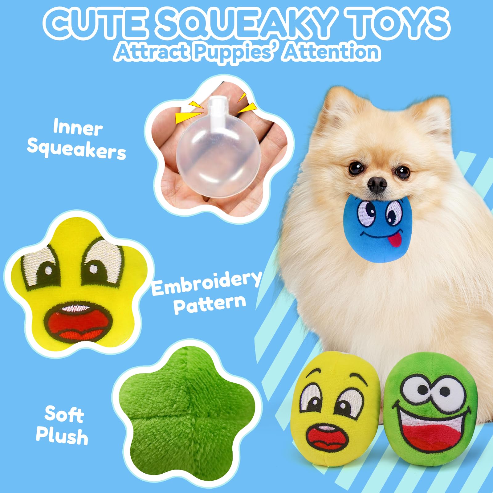 Puppy Chew Toys For Teeth Cleen & Gum Massage, 16 Pack Puppy Teething Toys For 0-6 Months, Soft Plush, Ball And More Rope Intera