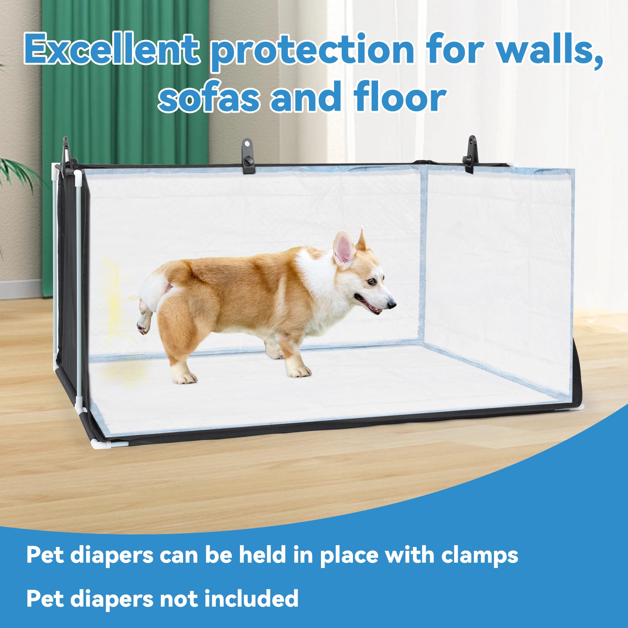 Mabozoo Dog Pee Pad Holder With High Walls, Foldable Dog Litter Box Potty Shields Indoor Potty For Small And Medium Pets, No Spi