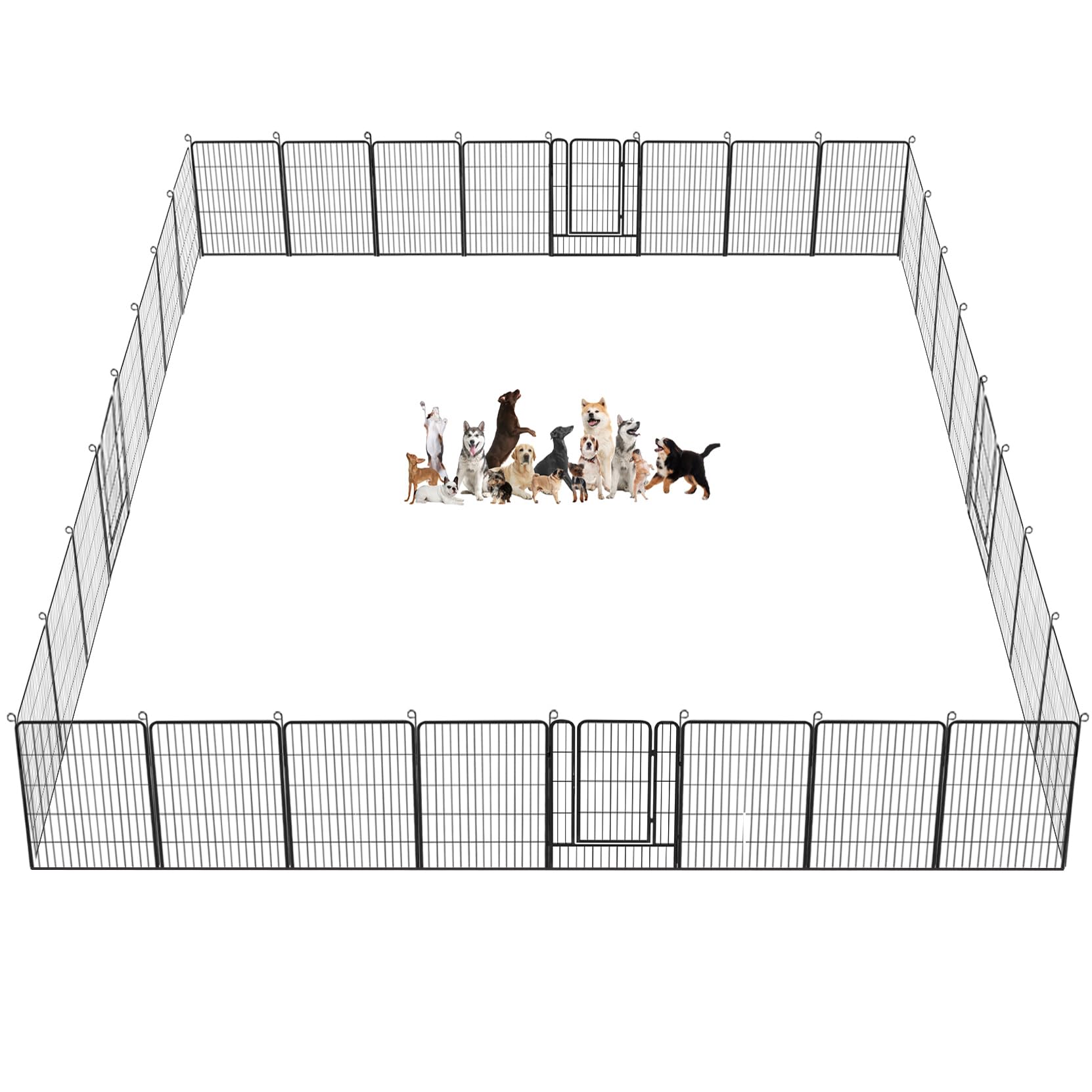 Jhsomdr Dog Playpen Fence For Yard, 32Inch 40 Panels Anti-Rust Pet Playpen Exercise Pen With Lock, Portable Pet Fence For Yard R
