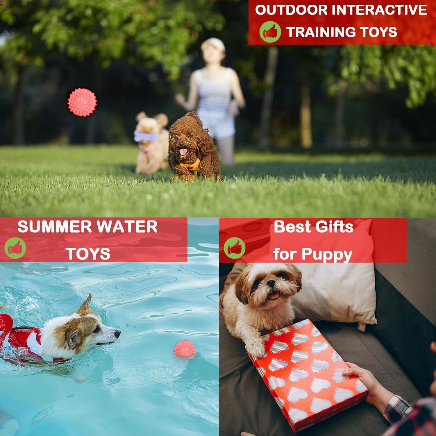 Cgbd Puppy Toys, 6 Pack Dog Chew Toys For Puppy, Cute Red Small Dog Toys, Teething Toys For Puppies, Soft Durable Interactive Chew Toy For Small Dogs