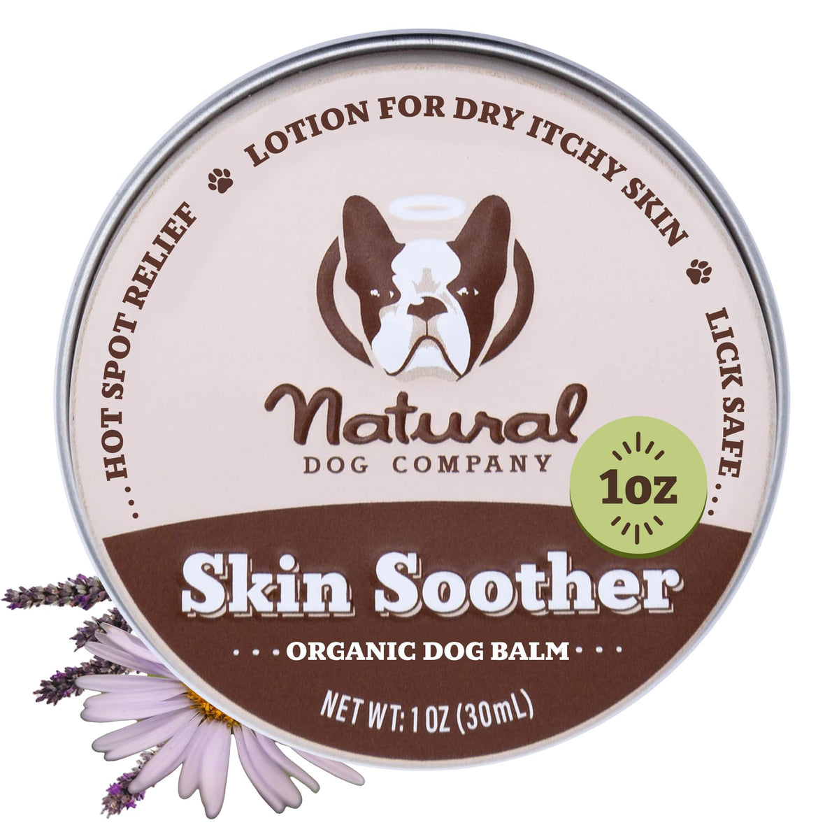 Natural Dog Company Skin Soother, 1 Oz. Tin, Allergy And Itch Relief For Dogs, Dog Moisturizer For Dry Skin, Dog Lotion, Ultimat