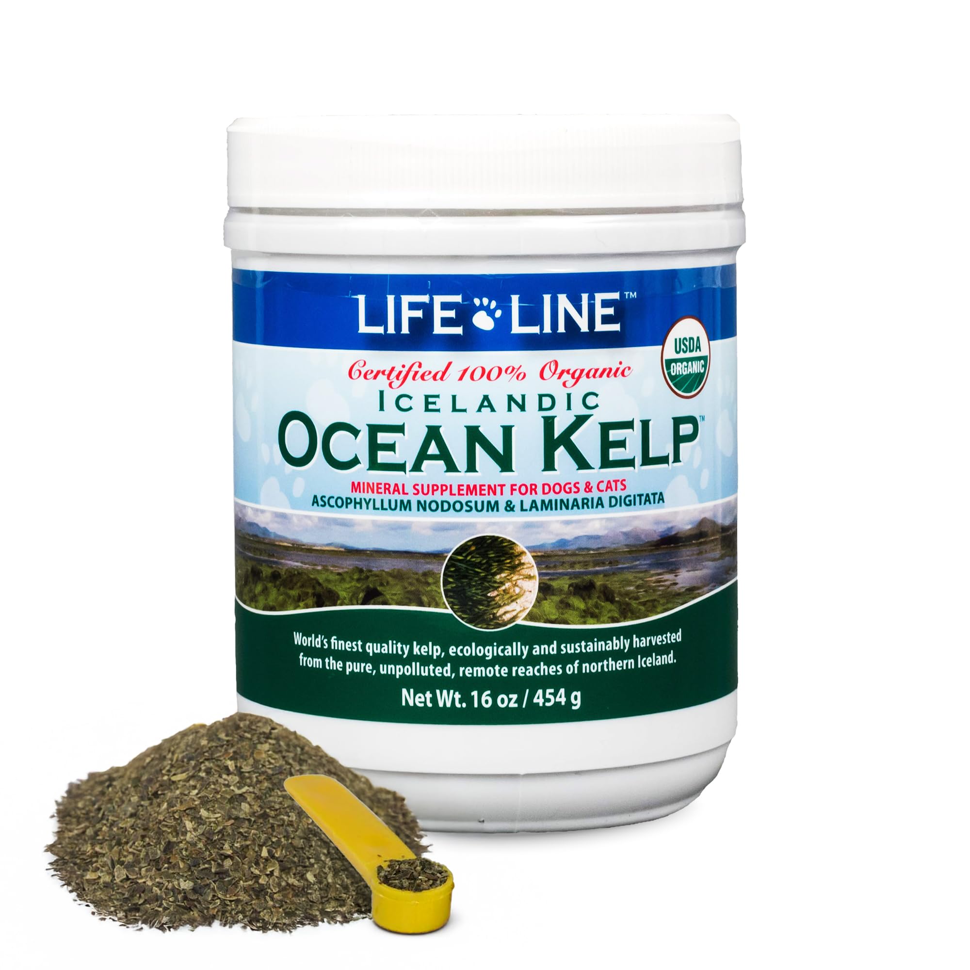 Life Line USDA Certified Organic Ocean Kelp for Pets & Livestock | Supports Skin & Coat Health, Immune Function, and Dental Hygi