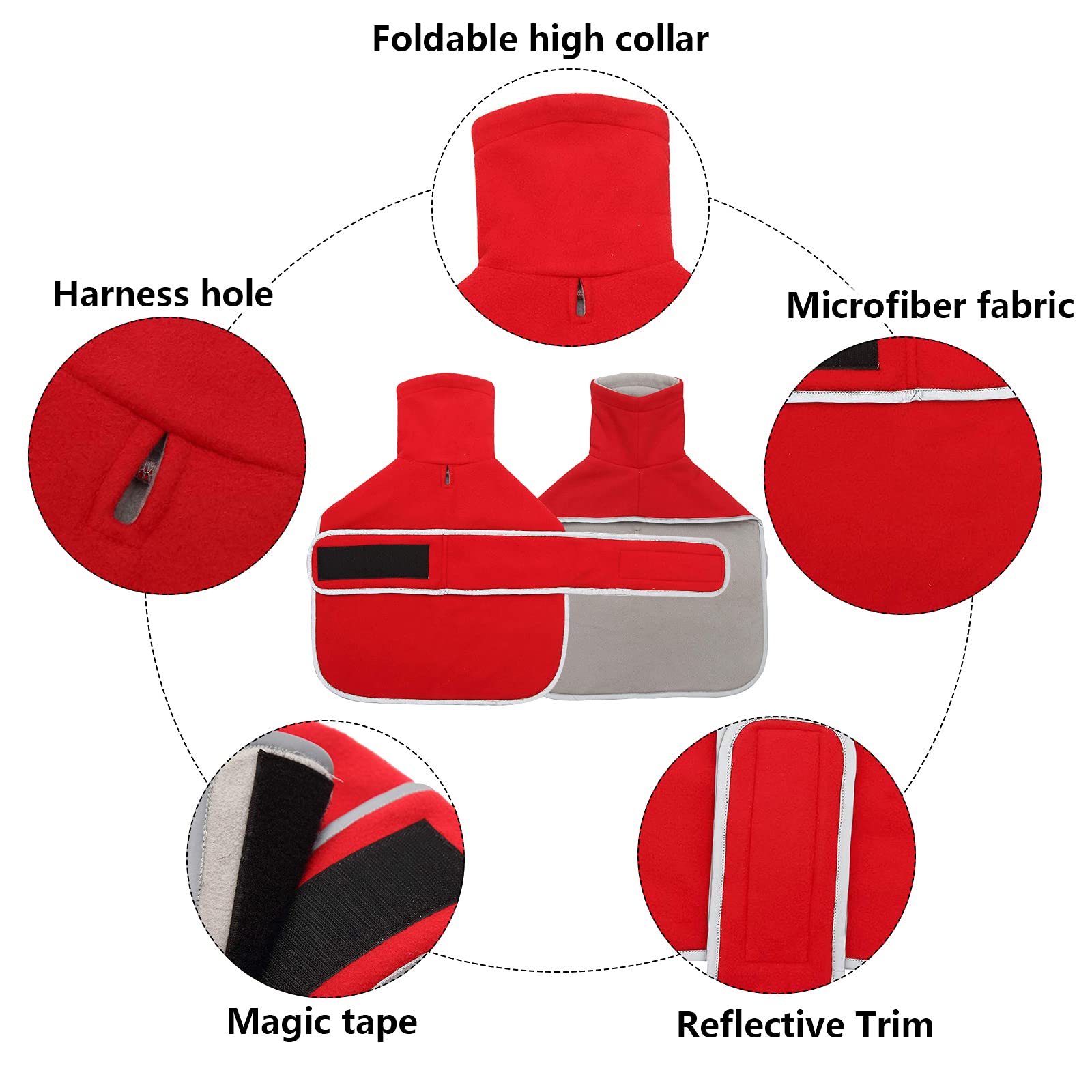 Dog Jacket, Dog Coat Perfect For Dachshunds, Dog Winter Coat With Padded Fleece Lining And High Collar, Dog Snowsuit With Adjustable Bands-Red-L