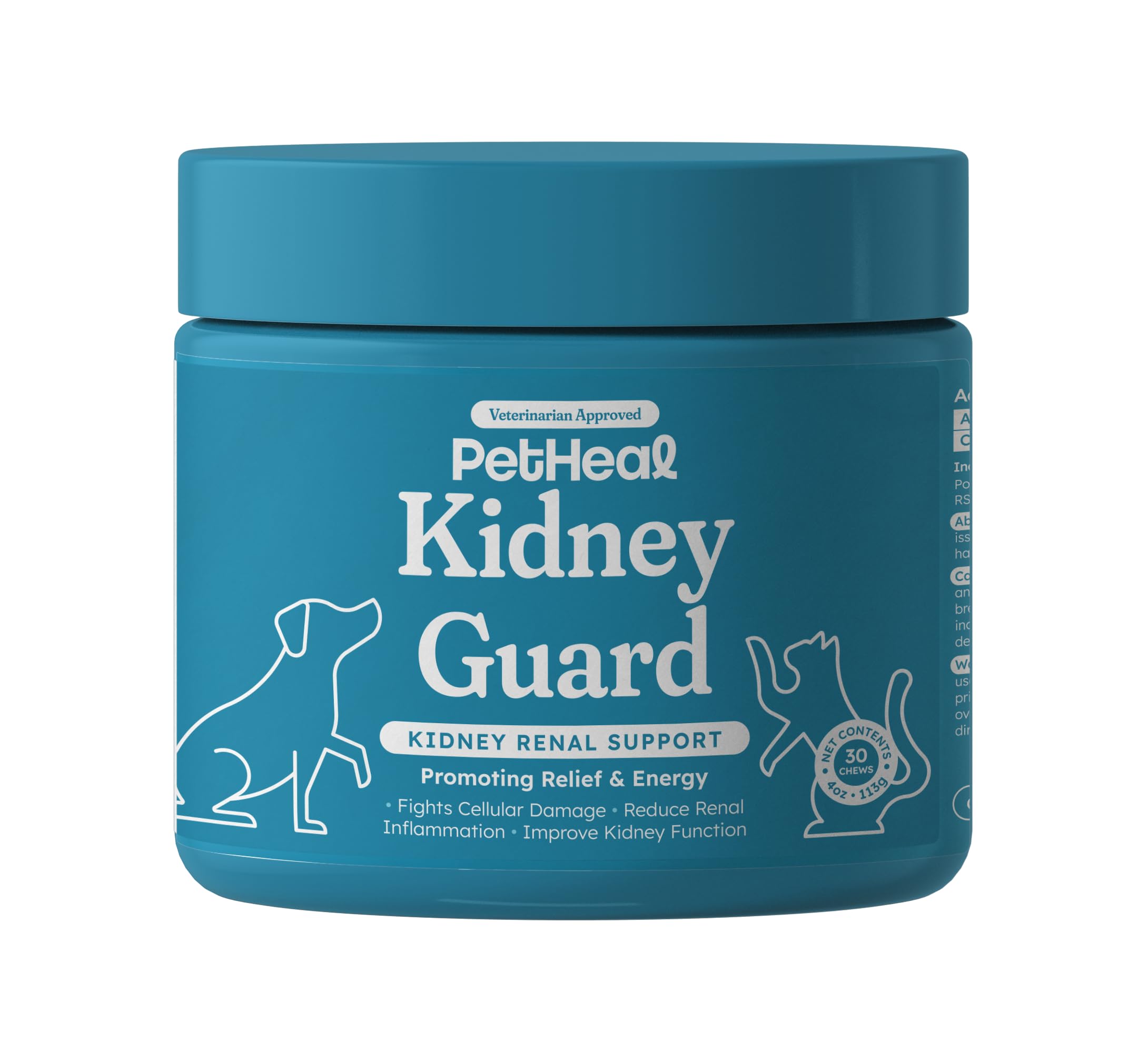 PetHeal Kidney Guard Chews for Dogs - Vet-Reviewed - Supports Renal Health & Energy with Astragalus, Cordyceps, Dong Quai & Rehm