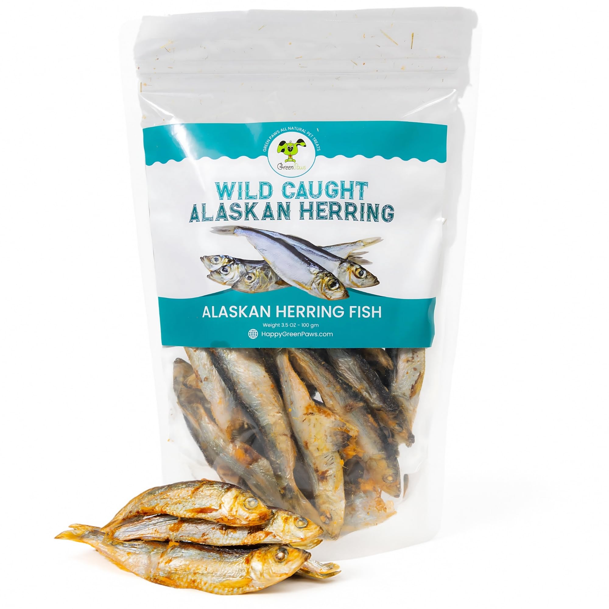 green paws Gluten Free Herring Dog Treats – High Protein, Wild-Caught Fish – 3.5 oz for Dogs & Cats