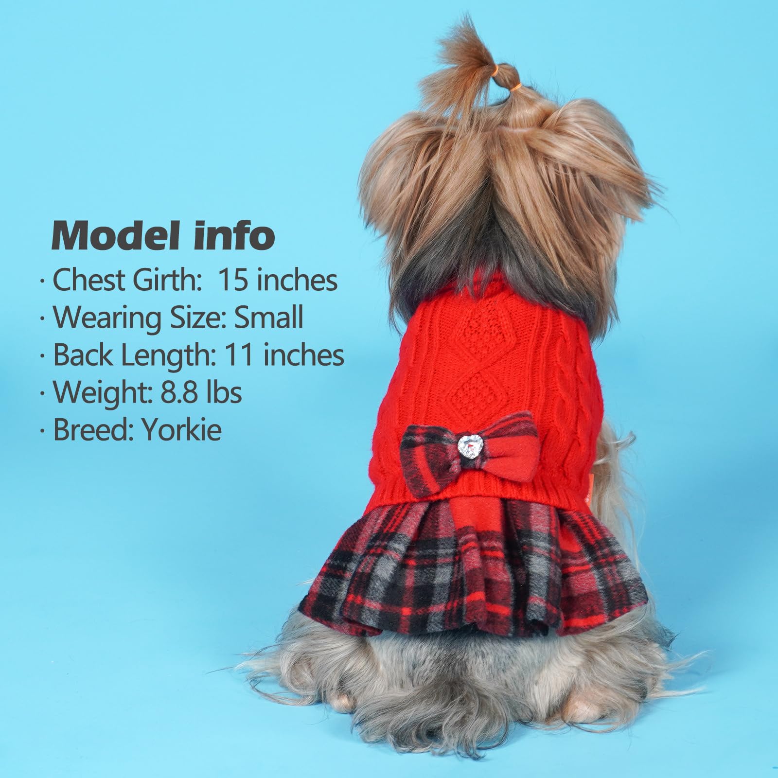 KYEESE Dog Christmas Sweater Warm Dog Sweaters for Small Dogs Girl Stretchy Dog Sweater with Bowtie Comfy Dog Clothes Pullover S