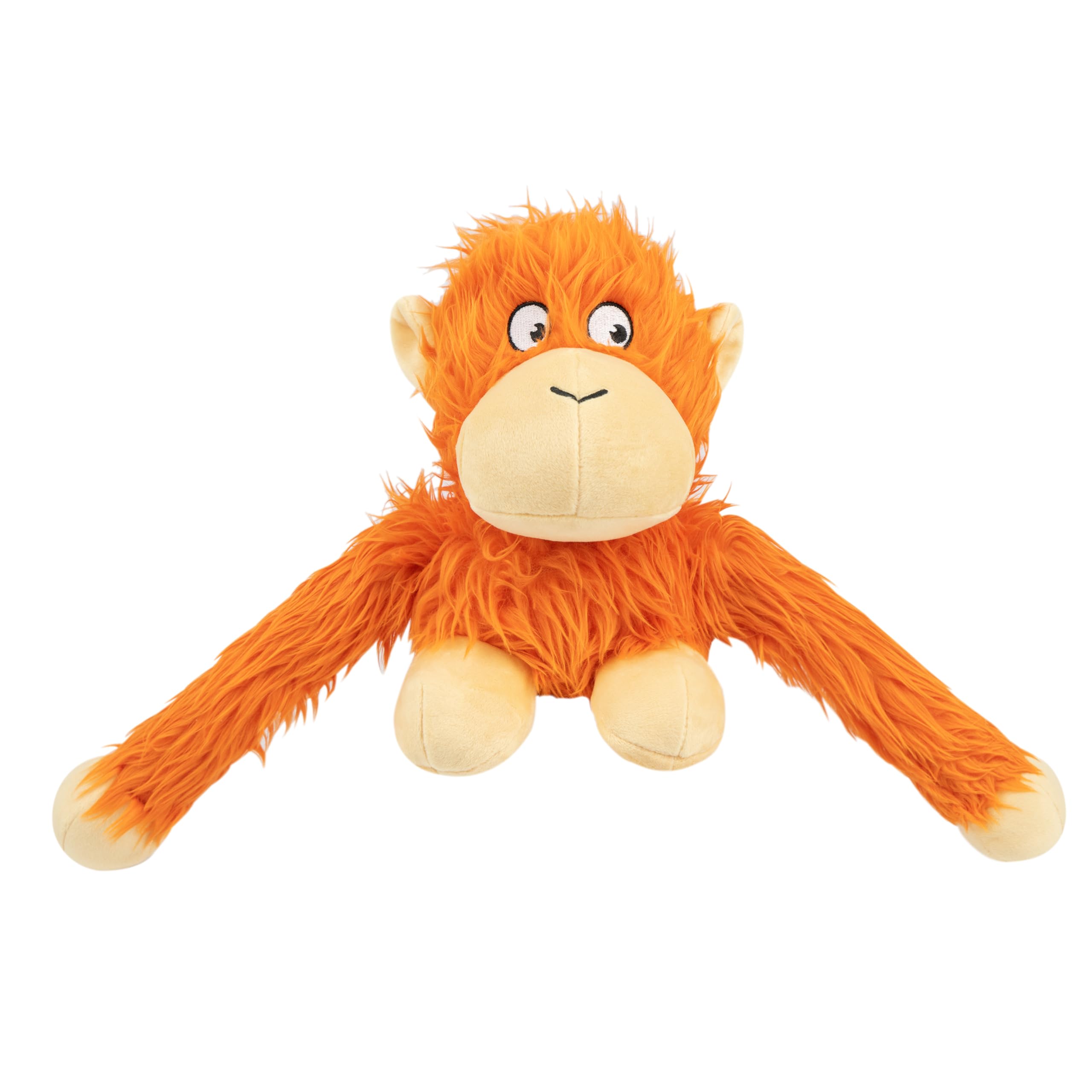 Best Pet Supplies O-Hug-Atan Interactive Squeaky Plush Toy For Small And Medium Breed Puppies Or Dogs - O-Hug-Atan (Orange)