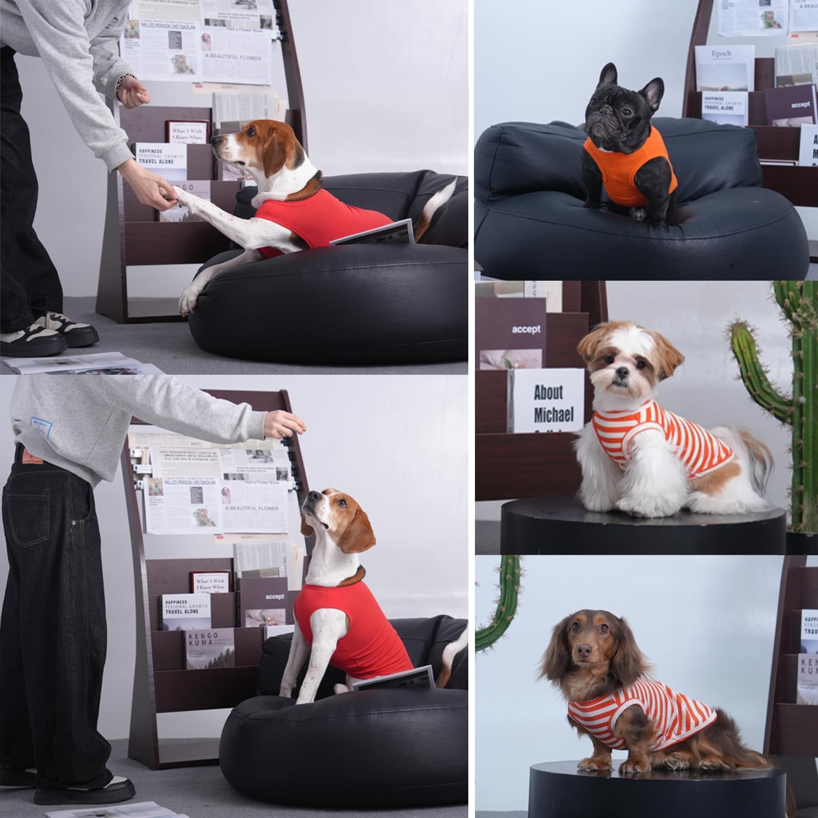 3 Pack Orange Striped Medium Dog T Shirts,Sleeveless Lightweight Dog Tee,Sun Protection Absorbent Shirt Park Stroll, Indoor Wear