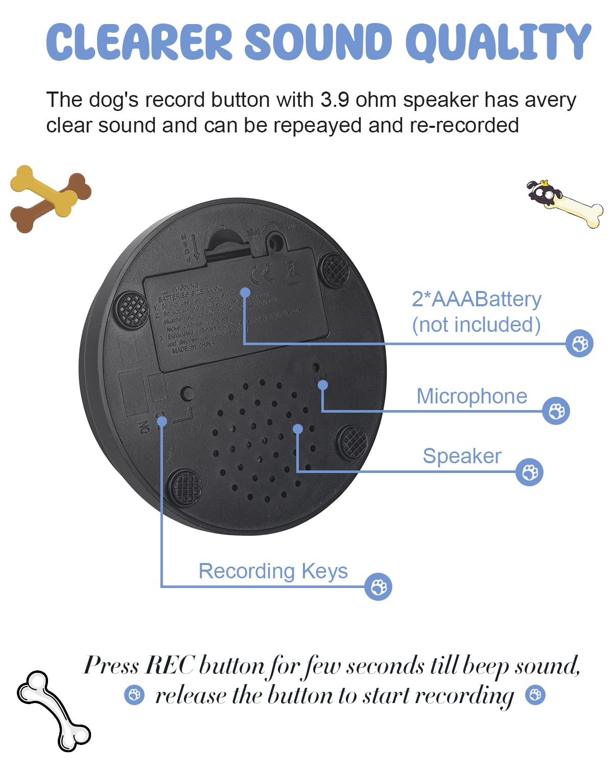 Dog Buttons For Communication, 9 Pcs Dog Talking Button Set, 30S Voice Recording Pet Buzzer Training Buttons, Speaking Button Fo