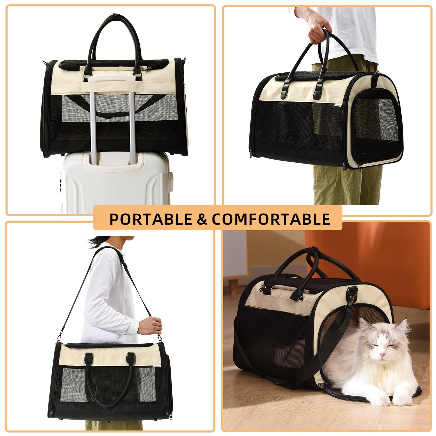 Pet Marvel Cat Carrier Soft Sided For Small Medium Cats Puppy Up To 15 Lbs, Airline Approved Mesh Pet Travel Bag, Breathable Bit
