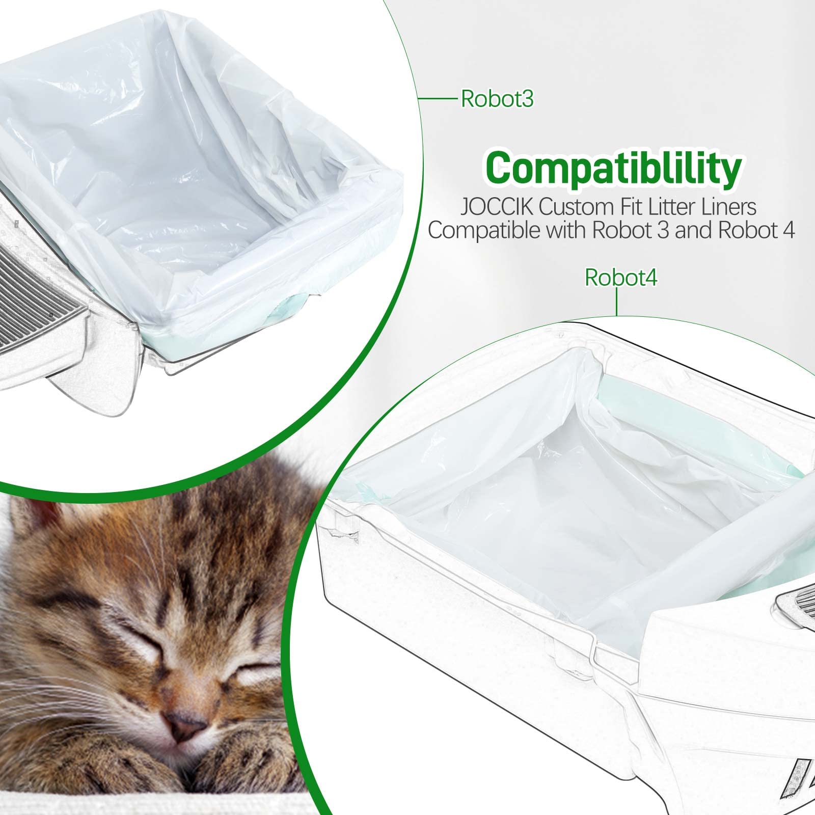 Drawstring Litter Box Liners Compatible with Robot, Heavy Duty Self-Cleaning Litter Boxes Waste Drawer Liners Replacement Bags (